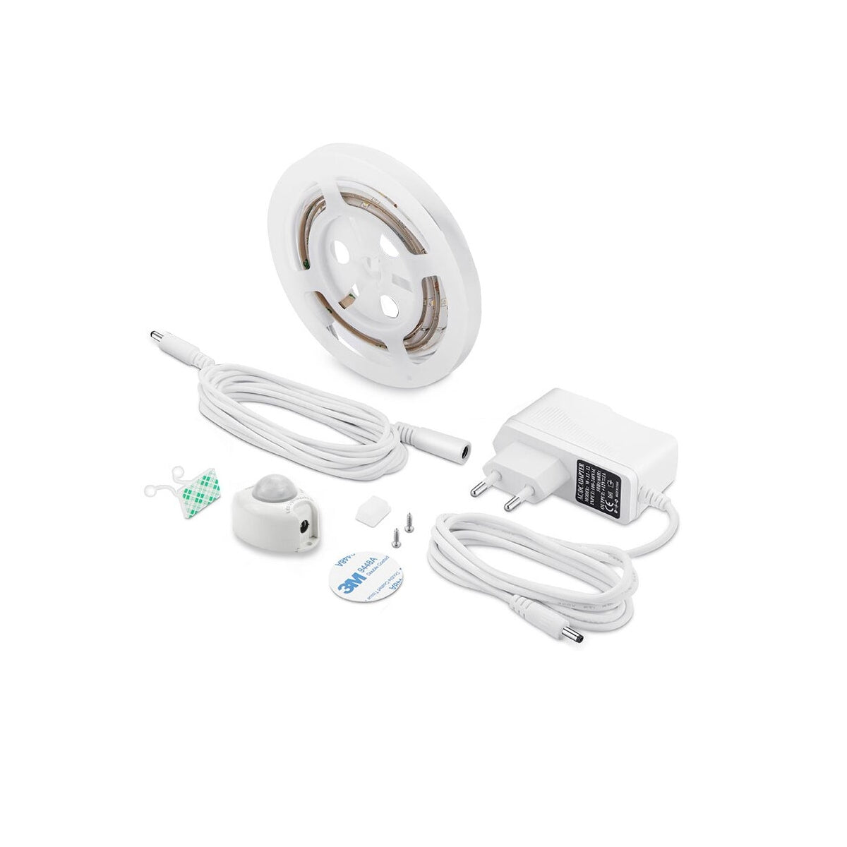 GloboStar® 70400 ΣΕΤ Ταινία LED Κρυφού Φωτισμού Κρεβατιού 1 x 1.2m 3W 300lm 2835 SMD 120° Αδιάβροχη IP65 με Τροφοδοτικό & 1 x Ανιχνευτή Κίνησης 360° Φυσικό Λευκό 4000k - ledmania.gr
