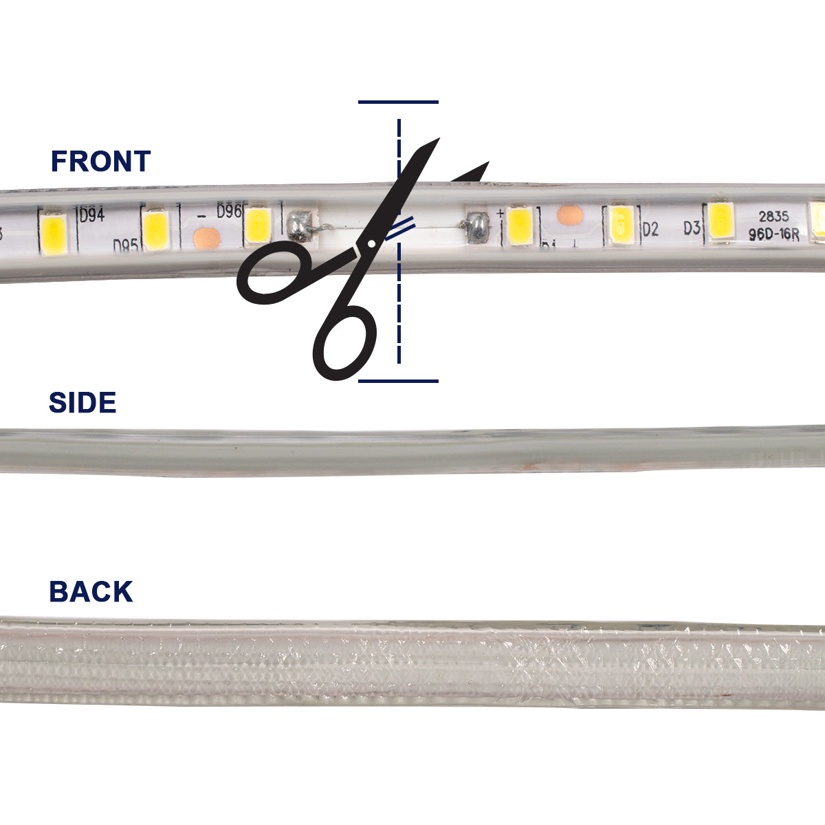 GloboStar® 70501 Slim Ταινία Μονής Σειράς Epistar LED SMD 2835 1m 12W/m 96LED/m 1644lm/m 120° DC 230V Αδιάβροχη IP68 Φυσικό Λευκό 4500K Dimmable - ledmania.gr