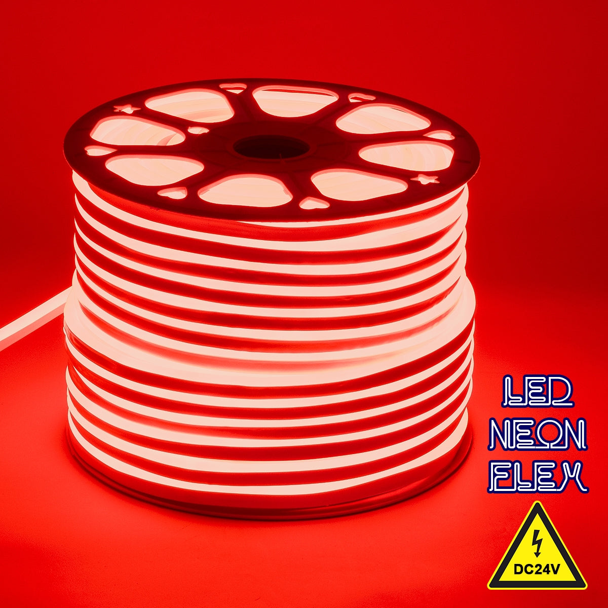 GloboStar® 70563 OVALE 120° Degree Neon Flex Epistar LED SMD 2835 1m 12W/m 120LED/m 1212lm/m 120° DC 24V Αδιάβροχη IP68 Κόκκινο Dimmable - ledmania.gr