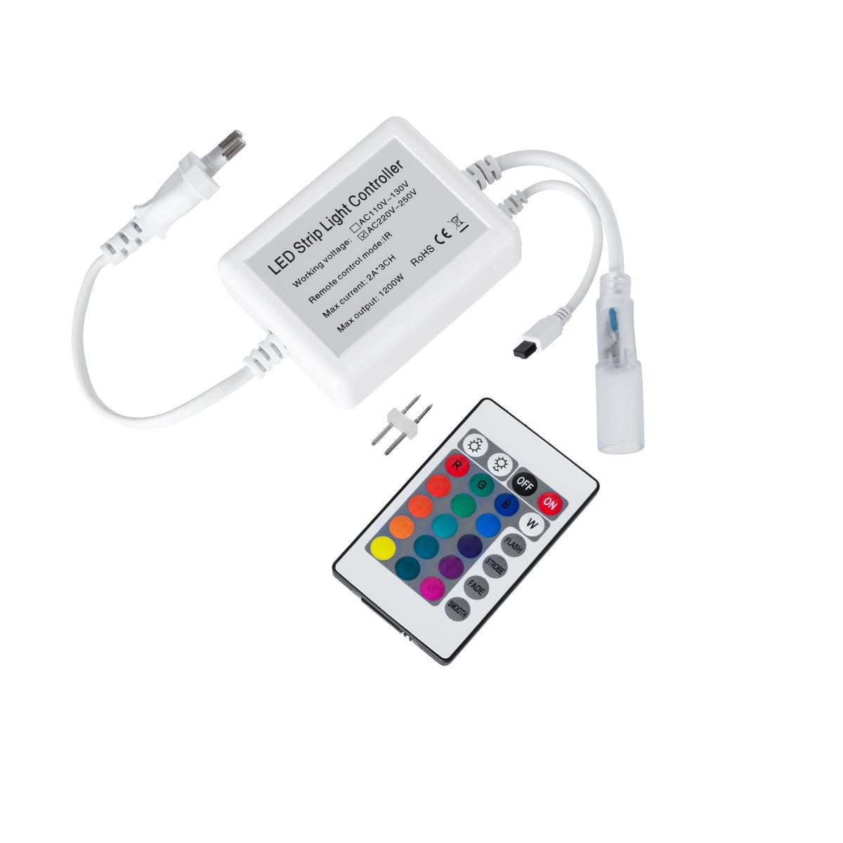 GloboStar® 70667 Controller Αδιάβροχος IP44 AC/DC 230V με Ασύρματο Χειριστήριο για έως 100 μέτρα Πολύχρωμου RGB Φωτοσωλήνα LED Μ9 x Π7 x Υ3cm - ledmania.gr
