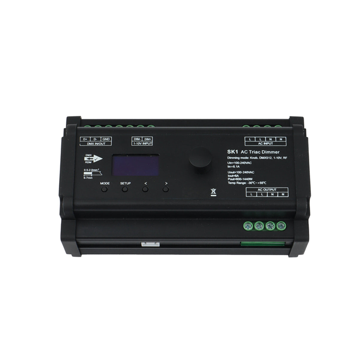 GloboStar® 70674 SK1 SKYDANCE AC Triac DMX Dimmer Din Rail Ράγας 1 Καναλιού AC 100-240V 1 x 6A 1440W - Max 6A 1440W - IP20 DMX512 Μ16.8 x Π9.3 x Υ8cm - 5 Years Warranty - ledmania.gr