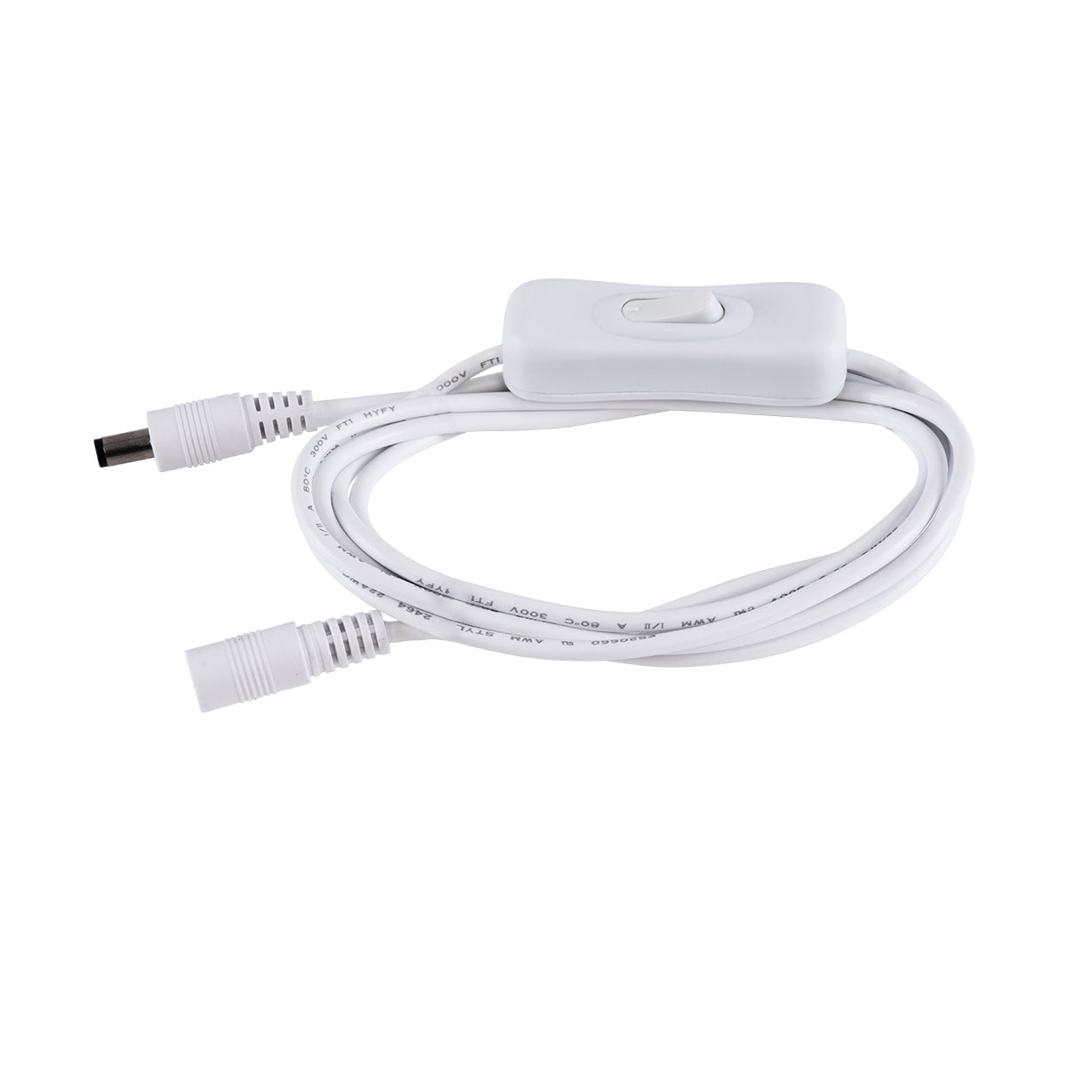 GLOBOSTAR® STRIPDC 70681 Ταχυσύνδεσμος DC Jack 5.5x2.1mm Θηλυκός σε Αρσενικό με Διακόπτη On/Off IP20 - Λευκό - Μ185 x Π1.9 x Υ1.5cm