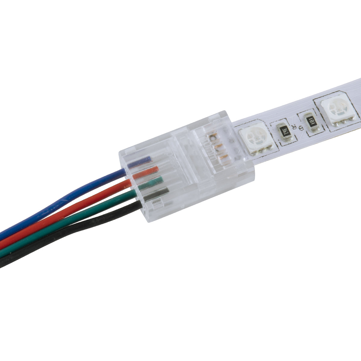GloboStar® 70688 Ενωτικός Σύνδεσμος για Πολύχρωμη Ταινία LED 10mm 4 PIN σε Καλώδιο Τροφοδοσίας Ατερμάτιστο 4 PIN Μ2.1 x Π1.3 x Υ0.7cm Διάφανο - ledmania.gr