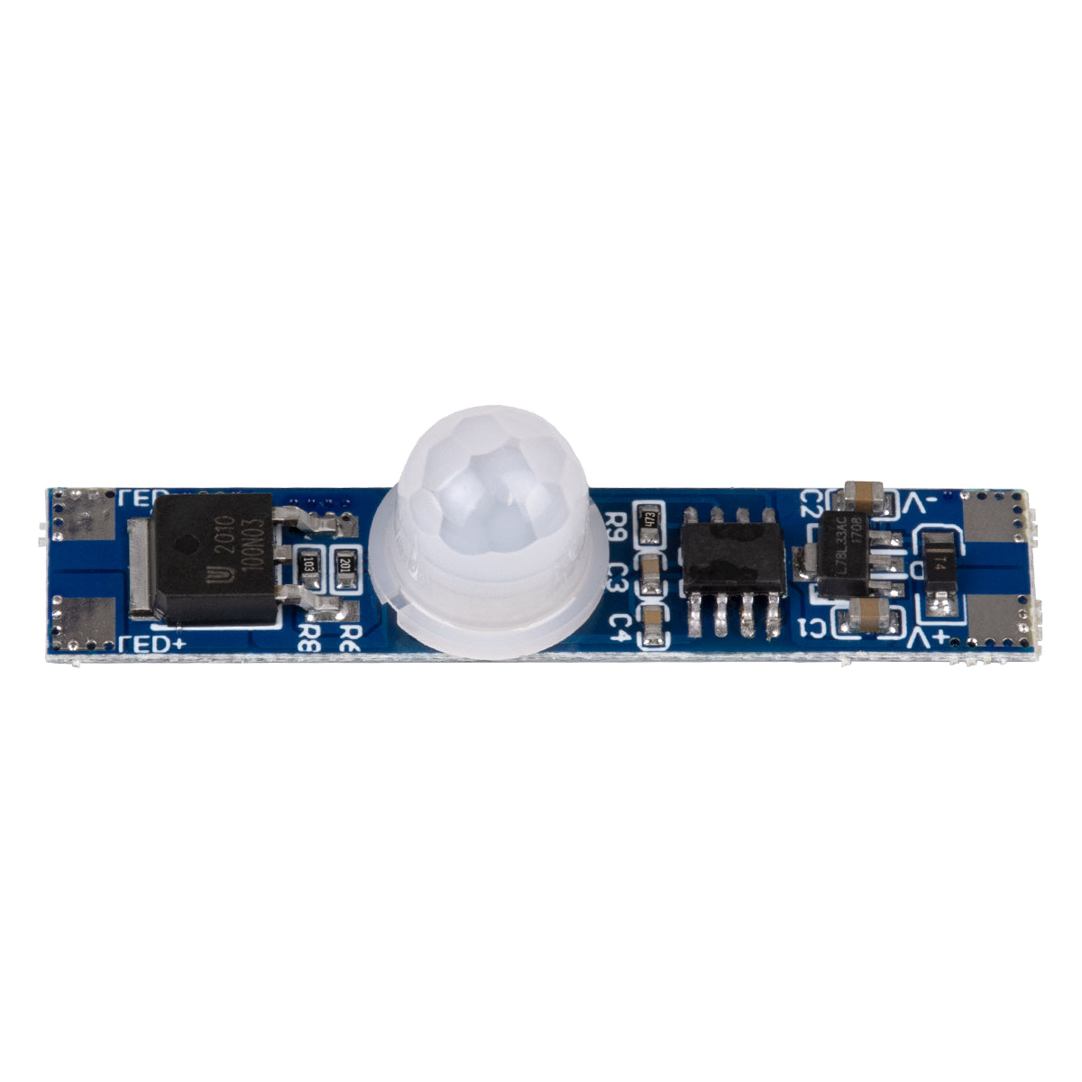 GLOBOSTAR® SENSORA 70697 Ανιχνευτής PIR / Αισθητήρας Κίνησης Ειδικός για Προφίλ Αλουμινίου 180° DC 5-24V 6A 144W Max IP20 - Μ4.9 x Π1 x Υ1.2cm - 2 Χρόνια Εγγύηση