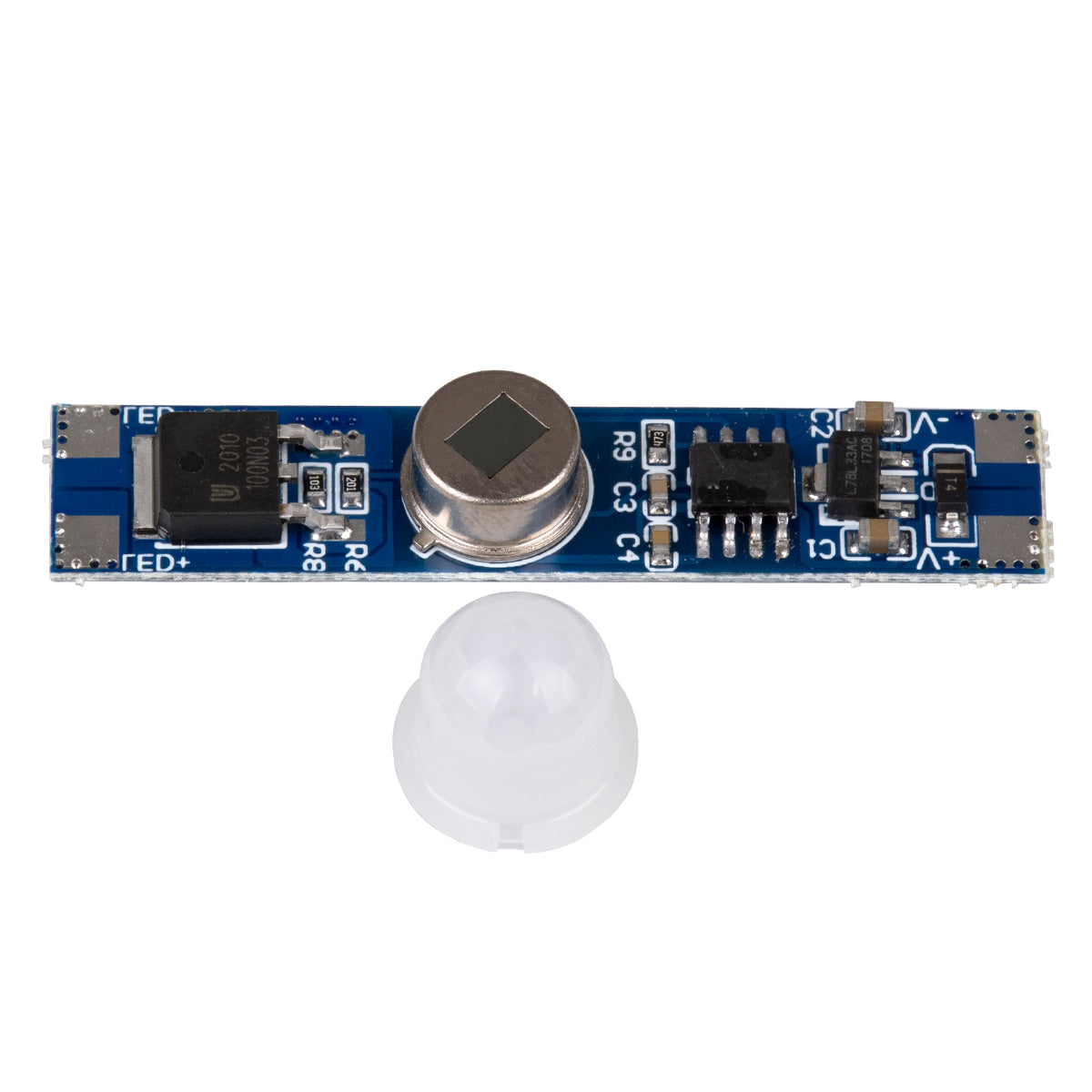 GLOBOSTAR® SENSORA 70697 Ανιχνευτής PIR / Αισθητήρας Κίνησης Ειδικός για Προφίλ Αλουμινίου 180° DC 5-24V 6A 144W Max IP20 - Μ4.9 x Π1 x Υ1.2cm - 2 Χρόνια Εγγύηση