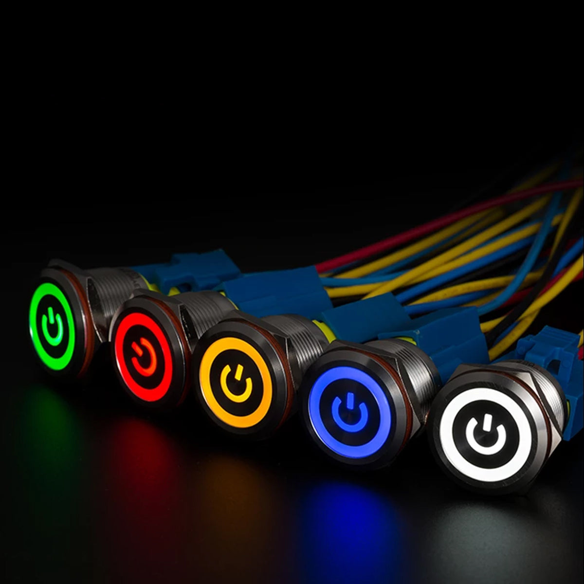 GloboStar® 70783 LED Φωτιζόμενος Διακόπτης Χωνευτός - Μπουτόν On/Off Ανοξείδωτος DC 12V με Angel Eye Αδιάβροχο Φ18mm IP67 Μπλε - ledmania.gr