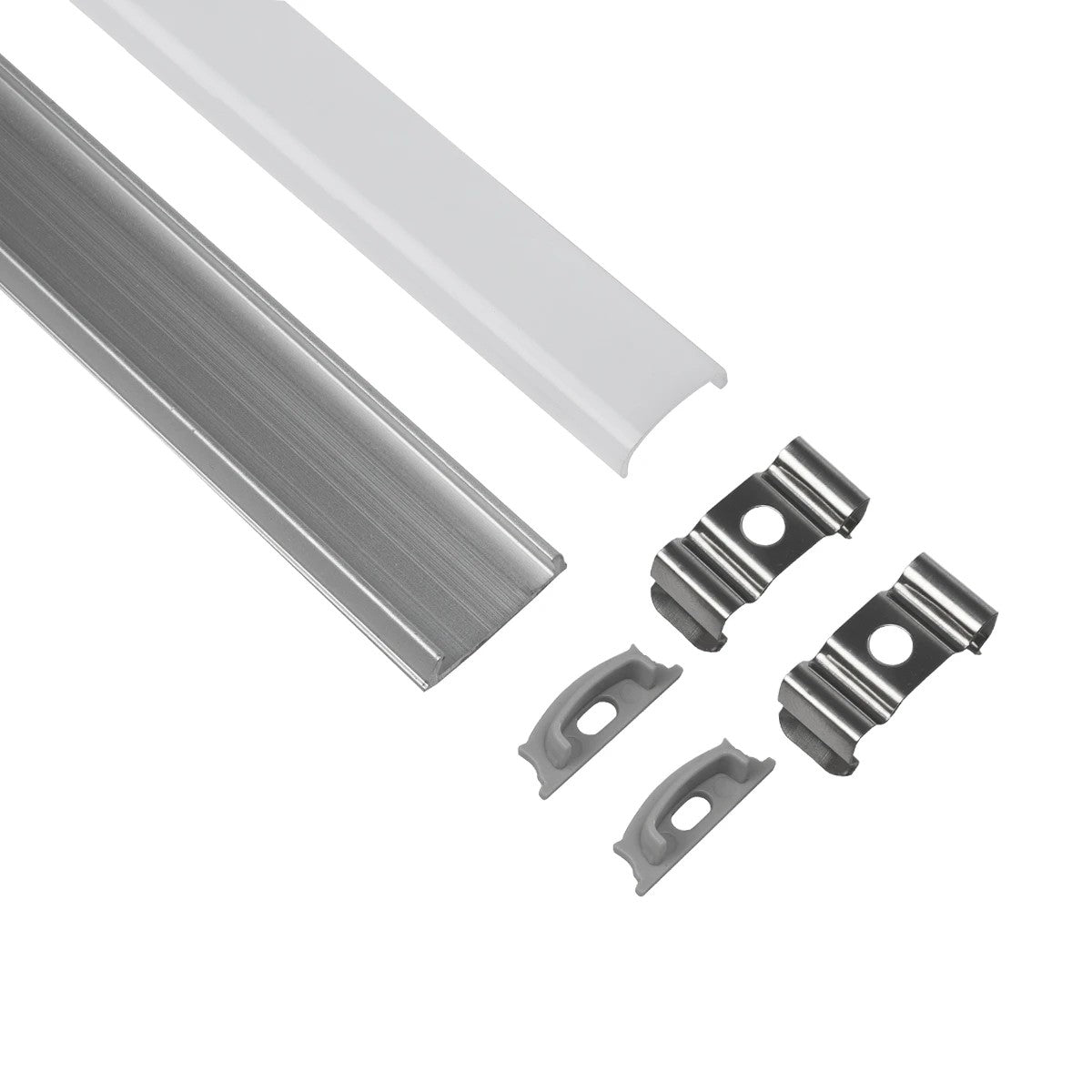 GLOBOSTAR® ALP-LINEAR CURBARIO 70802-1M Επιφανειακό Εύκαμπτο Προφίλ Αλουμινίου με Λευκό Γαλακτερό Πατητό Κάλυμμα για Ταινίες LED IP20 - Ασημί & Λευκό - Μ100 x Π1.8 x Υ0.5cm - ledmania.gr