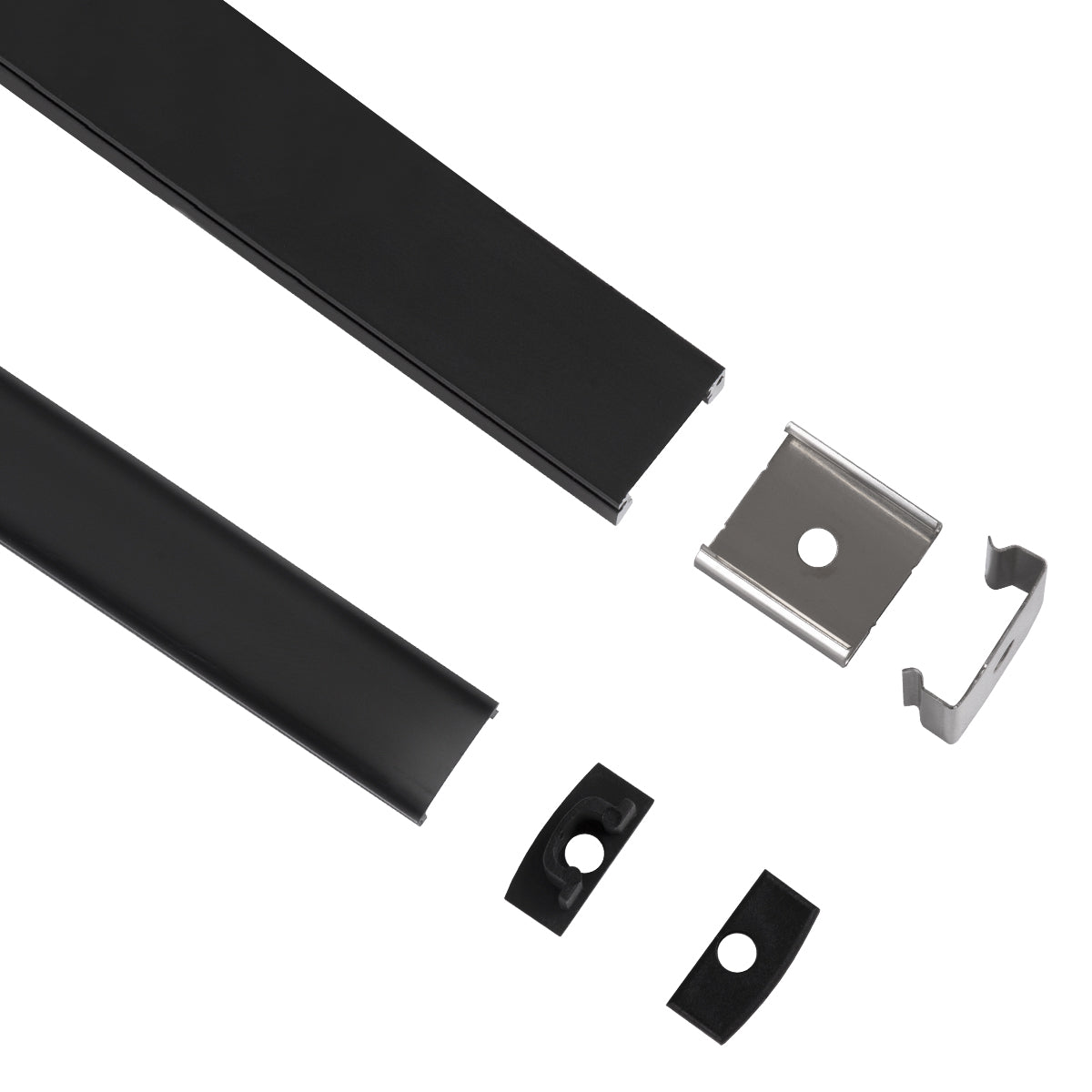 GLOBOSTAR® ALP-LINEAR SURFABO 70806-1M Επιφανειακό Προφίλ Αλουμινίου με Μαύρο Φιμέ Πατητό Κάλυμμα για Ταινίες LED IP20 - Μαύρο & Λευκό - Μ100 x Π1.6 x Υ0.7cm - ledmania.gr