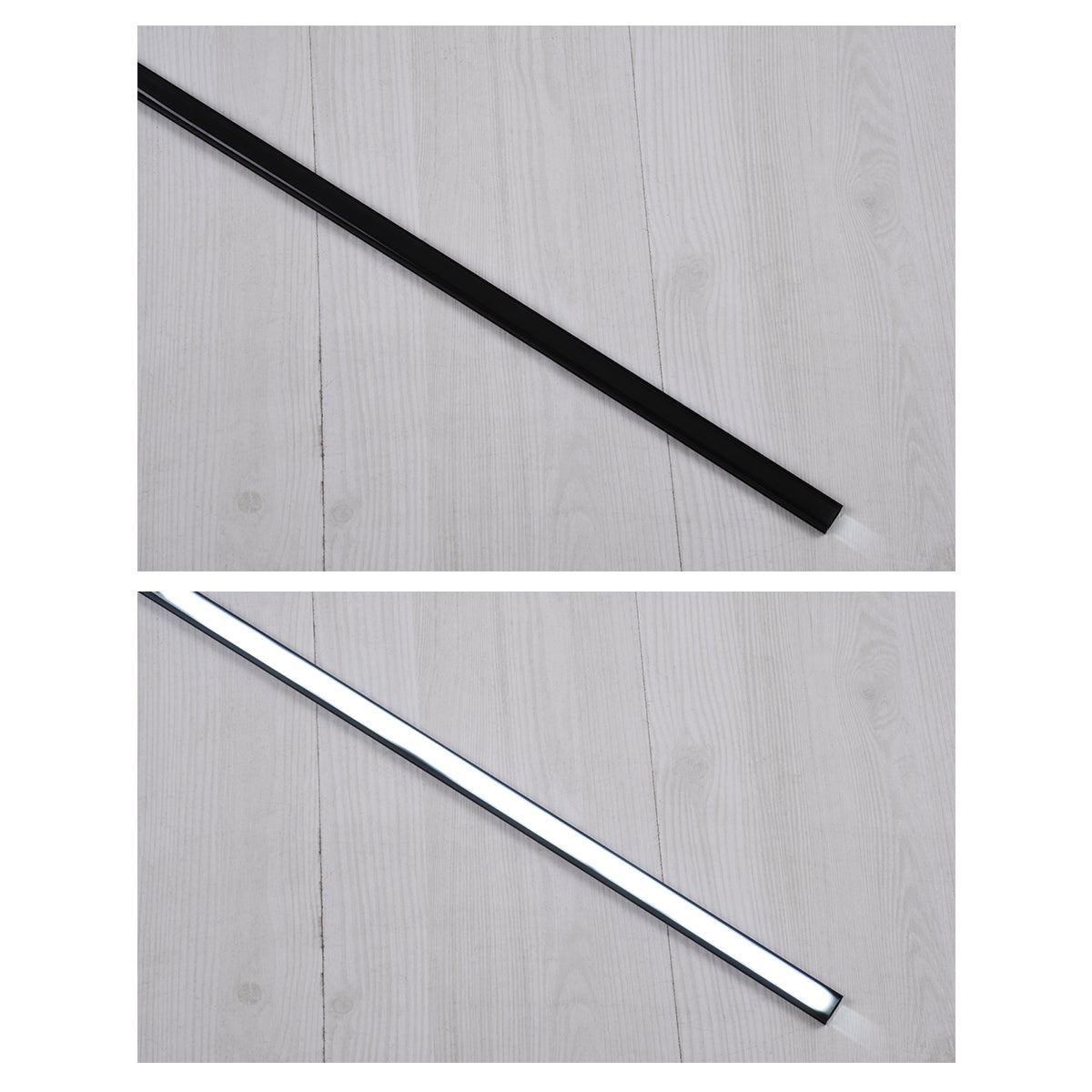 GLOBOSTAR® ALP-LINEAR SURFABO 70806-1M Επιφανειακό Προφίλ Αλουμινίου με Μαύρο Φιμέ Πατητό Κάλυμμα για Ταινίες LED IP20 - Μαύρο & Λευκό - Μ100 x Π1.6 x Υ0.7cm - ledmania.gr