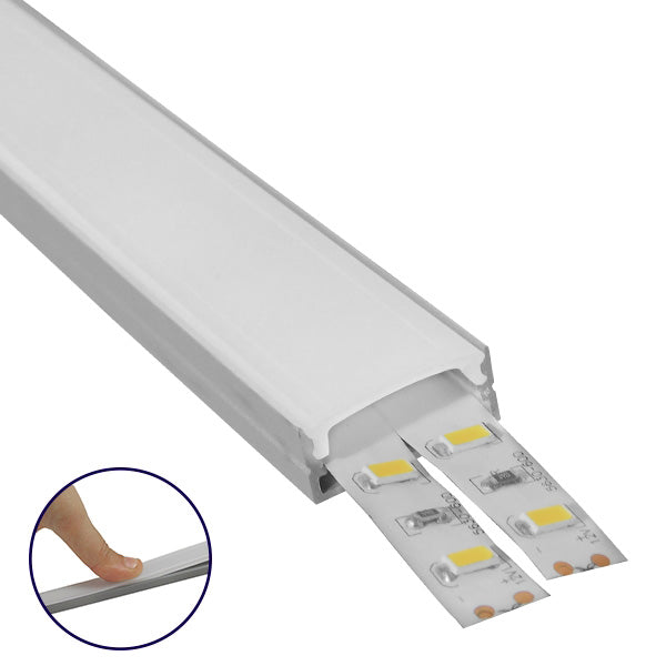 GLOBOSTAR® ALP-LINEAR ALIENA 70809-3M Επιφανειακό Προφίλ Αλουμινίου με Λευκό Γαλακτερό Πατητό Κάλυμμα για Ταινίες LED IP20 - Ασημί & Λευκό - Μ300 x Π2.4 x Υ1.1cm - Πακέτο 5 Τεμαχίων - ledmania.gr