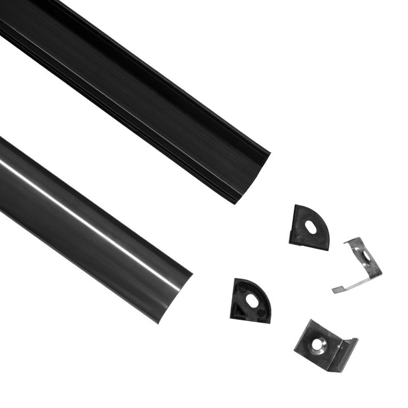 GLOBOSTAR® ALP-CORNER LINEO 70816-3M Επιφανειακό Γωνιακό Προφίλ Αλουμινίου με Μαύρο Φιμέ Πατητό Κάλυμμα για Ταινίες LED IP20 - Μαύρο - Μ300 x Π1.6 x Υ1.6cm - Πακέτο 5 Τεμαχίων - ledmania.gr
