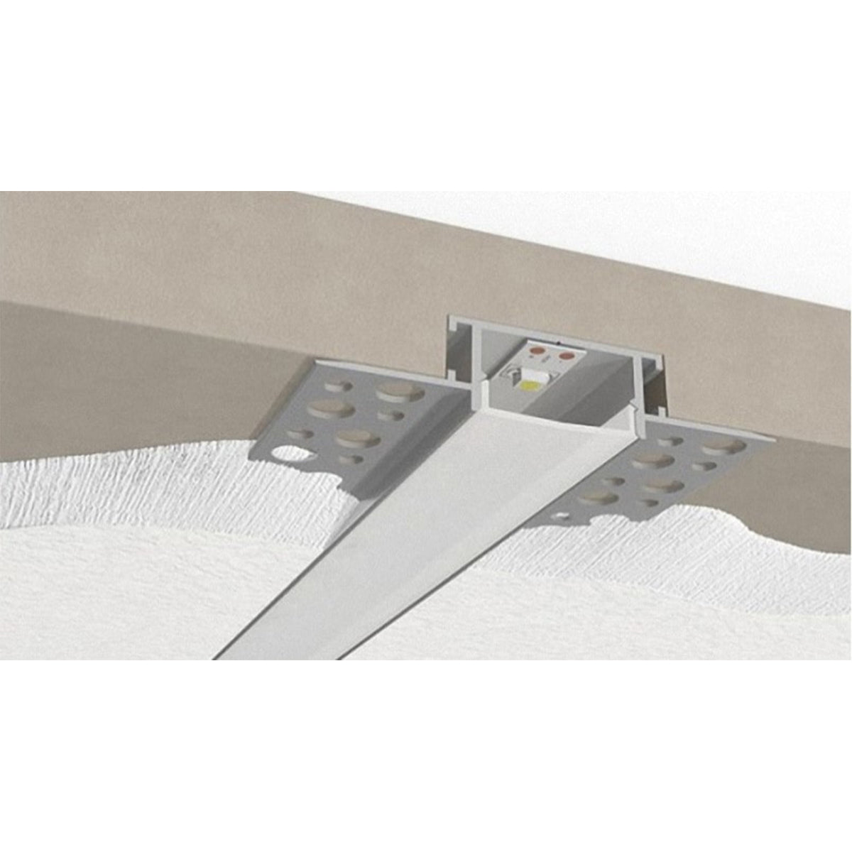 GLOBOSTAR® ALP-PLASTERIN GYPSO 70819-1M Χωνευτό Προφίλ Αλουμινίου Ειδικό για Γυψοσανίδα με Λευκό Γαλακτερό Πατητό Κάλυμμα για Ταινίες LED IP20 - Ασημί & Λευκό - Μ100 x Π6.7 x Υ1.3cm - ledmania.gr