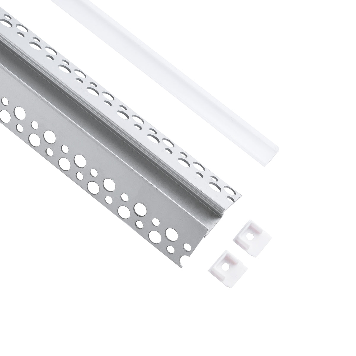 GLOBOSTAR® ALP-PLASTERIN GYPSO 70821-3M Χωνευτό Προφίλ Αλουμινίου Ειδικό για  Εξωτερική Γωνία Γυψοσανίδας με Λευκό Γαλακτερό Πατητό Κάλυμμα για Ταινίες LED IP20 - Ασημί & Λευκό - Μ300 x Π4.5 x Υ2cm - Πακέτο 5 Τεμαχίων
