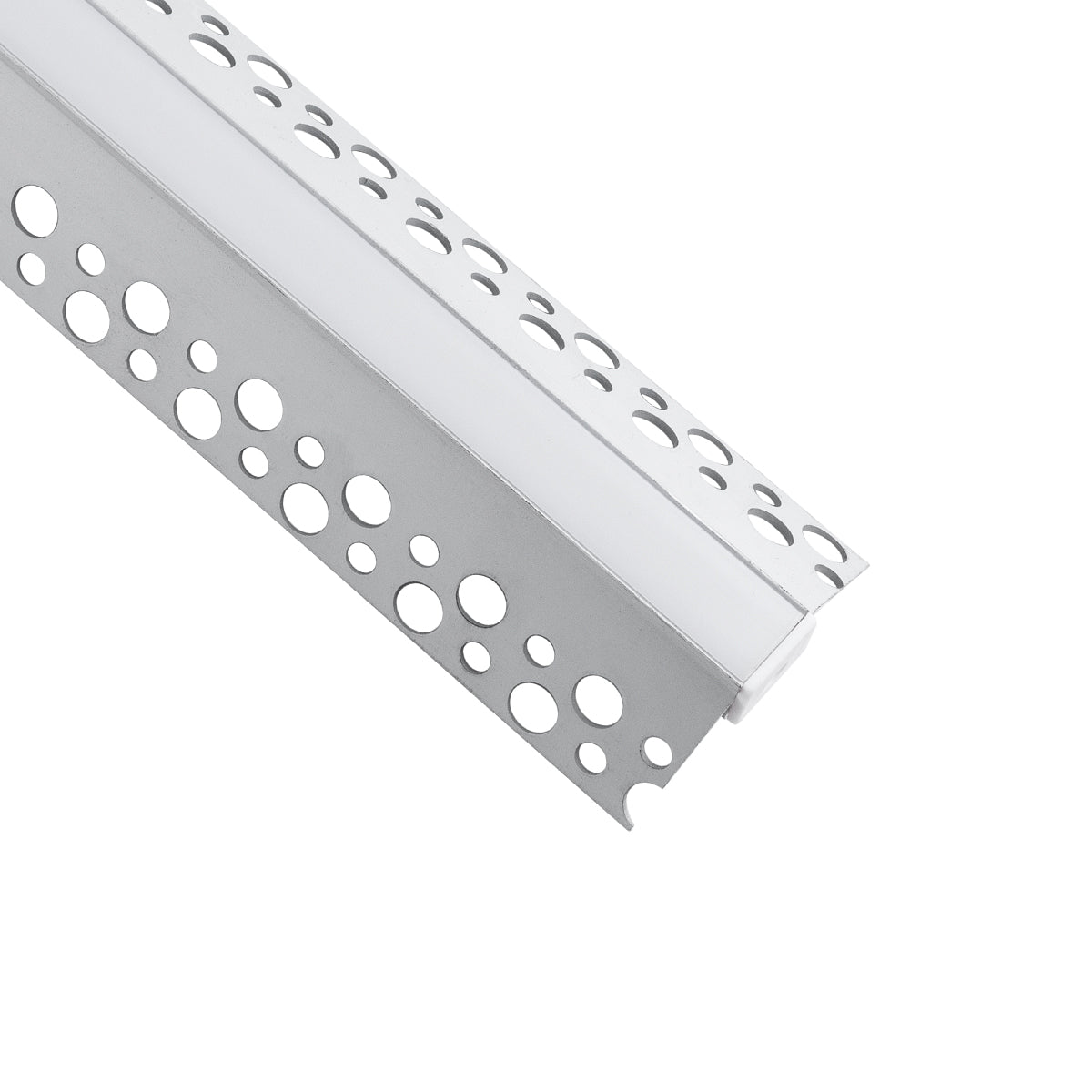 GLOBOSTAR® ALP-PLASTERIN GYPSO 70821-3M Χωνευτό Προφίλ Αλουμινίου Ειδικό για  Εξωτερική Γωνία Γυψοσανίδας με Λευκό Γαλακτερό Πατητό Κάλυμμα για Ταινίες LED IP20 - Ασημί & Λευκό - Μ300 x Π4.5 x Υ2cm - Πακέτο 5 Τεμαχίων