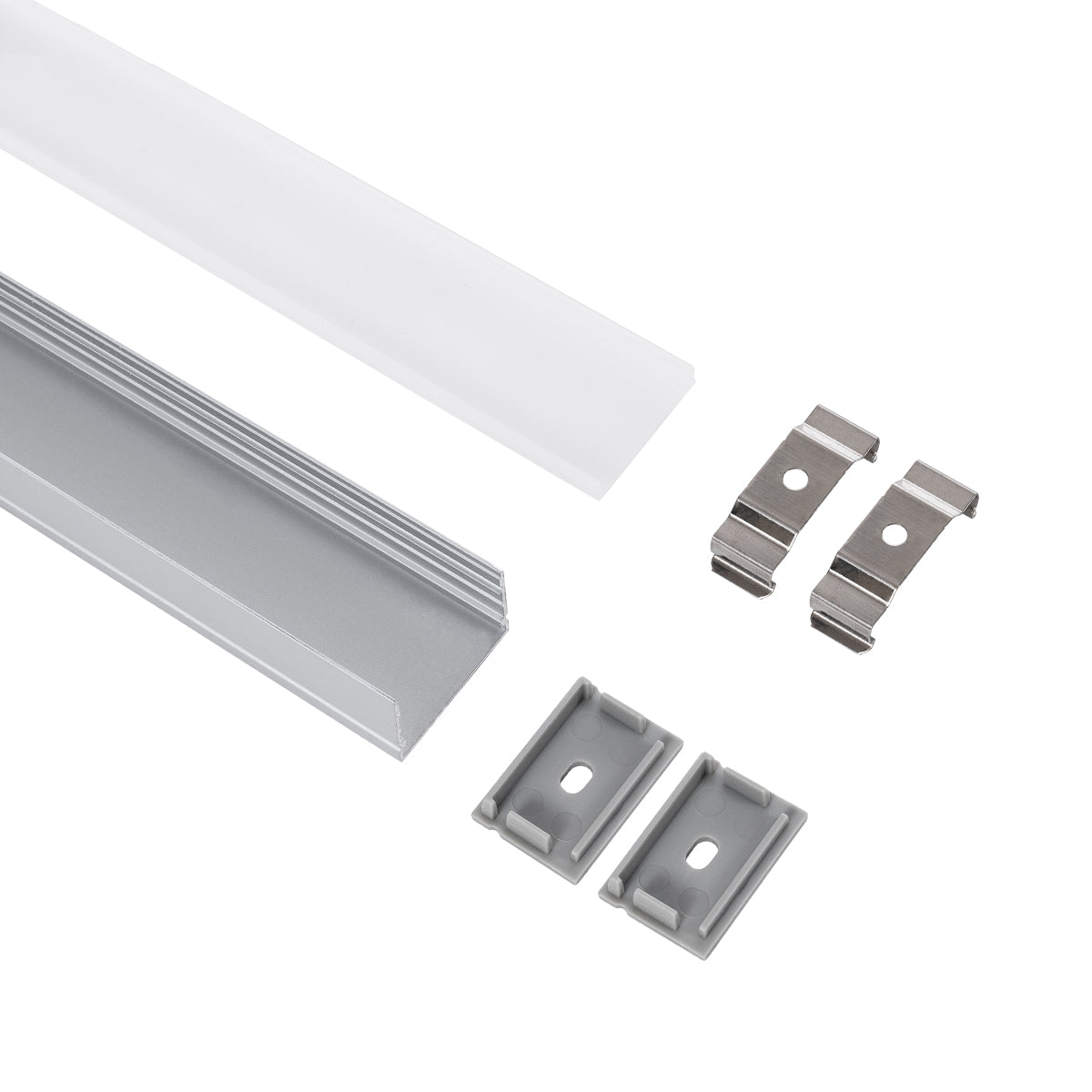 GloboStar® SURFACE-PROFILE 70824-3M Προφίλ Αλουμινίου - Βάση & Ψύκτρα Ταινίας LED με Λευκό Γαλακτερό Κάλυμμα - Επιφανειακή Χρήση - Πατητό Κάλυμμα - Ασημί - 3 Μέτρα - Πακέτο 5 Τεμαχίων - Μ300 x Π3 x Υ2cm - ledmania.gr