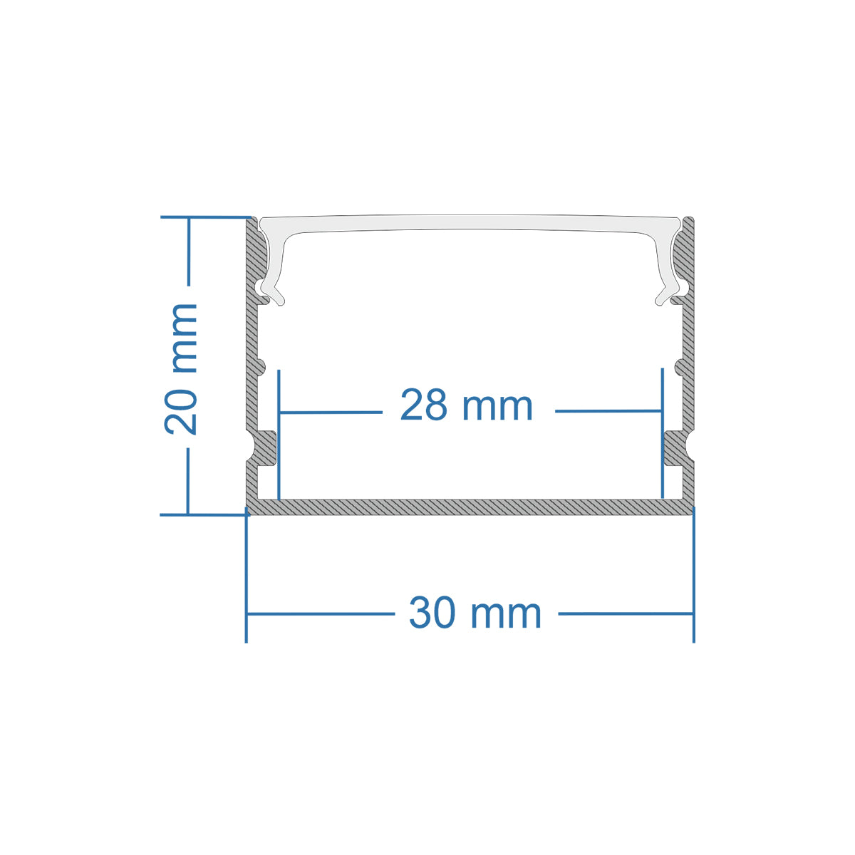 GloboStar® SURFACE-PROFILE 70824-3M Προφίλ Αλουμινίου - Βάση & Ψύκτρα Ταινίας LED με Λευκό Γαλακτερό Κάλυμμα - Επιφανειακή Χρήση - Πατητό Κάλυμμα - Ασημί - 3 Μέτρα - Πακέτο 5 Τεμαχίων - Μ300 x Π3 x Υ2cm - ledmania.gr