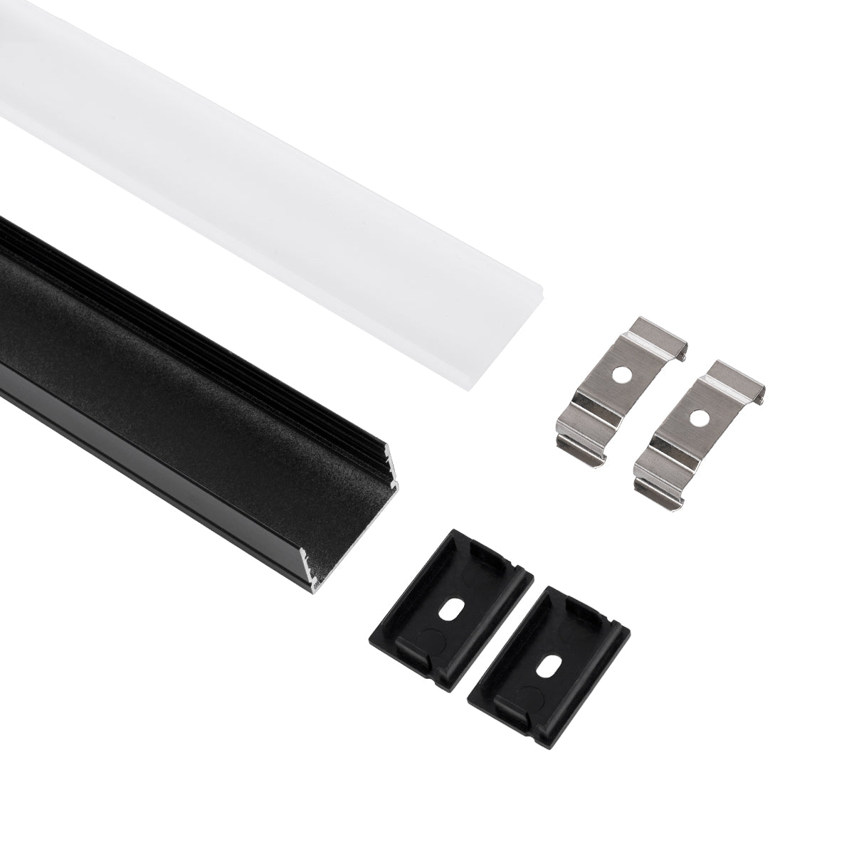 GLOBOSTAR® ALP-LINEAR VEXTA 70825-1M Επιφανειακό Προφίλ Αλουμινίου με Λευκό Γαλακτερό Πατητό Κάλυμμα για Ταινίες LED IP20 - Μαύρο & Λευκό - Μ100 x Π3 x Υ2cm - ledmania.gr