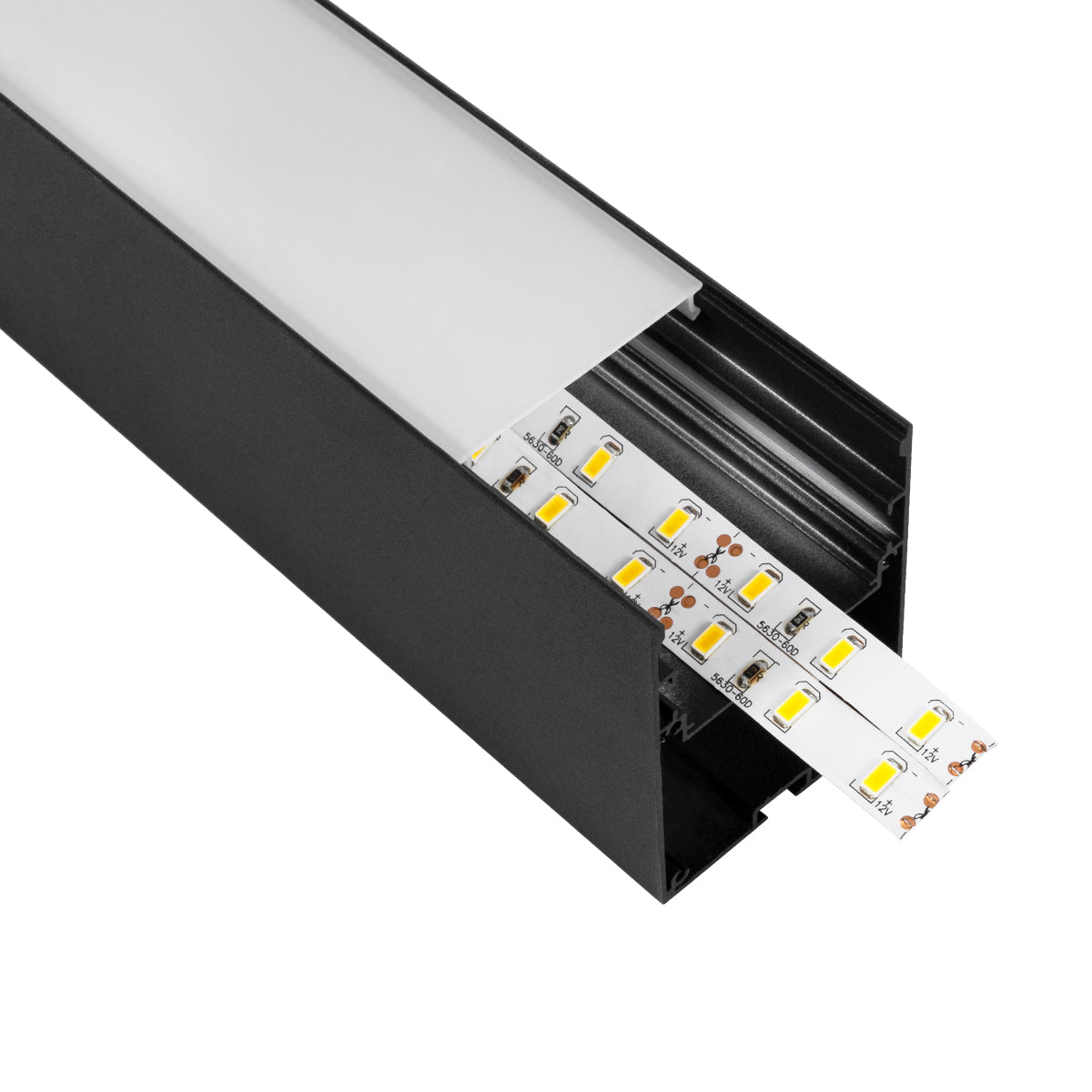 GloboStar® SURFACEPENDANT-PROFILE 70828-1M Προφίλ Αλουμινίου - Βάση & Ψύκτρα Ταινίας LED με Λευκό Γαλακτερό Κάλυμμα - Επιφανειακή & Κρεμαστή Χρήση - Πατητό Κάλυμμα - Μαύρο - 1 Μέτρο - Μ100 x Π5 x Υ7cm - ledmania.gr