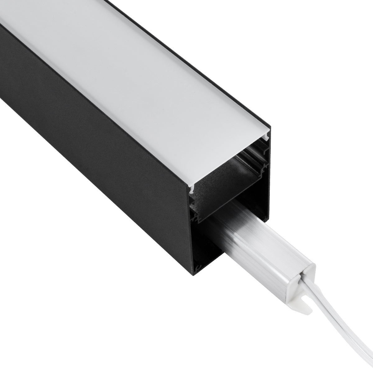 GloboStar® SURFACEPENDANT-PROFILE 70828-1M Προφίλ Αλουμινίου - Βάση & Ψύκτρα Ταινίας LED με Λευκό Γαλακτερό Κάλυμμα - Επιφανειακή & Κρεμαστή Χρήση - Πατητό Κάλυμμα - Μαύρο - 1 Μέτρο - Μ100 x Π5 x Υ7cm - ledmania.gr