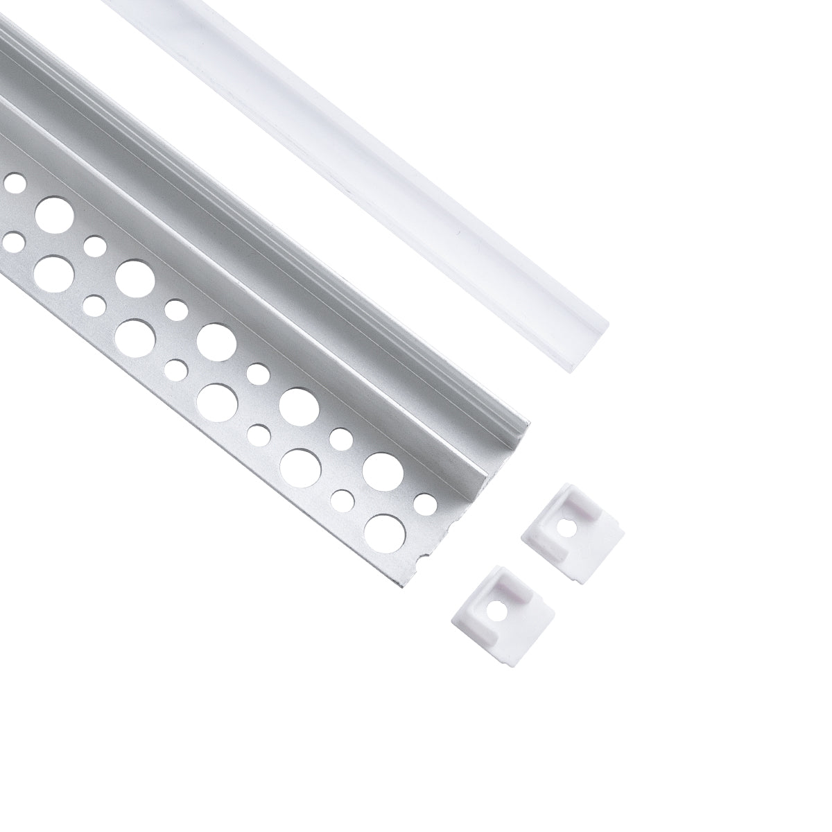 GLOBOSTAR® ALP-PLASTERIN GYPSO 70834-3M Χωνευτό Τερματικό Προφίλ Αλουμινίου Ειδικό για Γυψοσανίδα με Λευκό Γαλακτερό Πατητό Κάλυμμα για Ταινίες LED IP20 - Ασημί & Λευκό - Μ300 x Π3.3 x Υ1.5cm - Πακέτο 5 Τεμαχίων - ledmania.gr