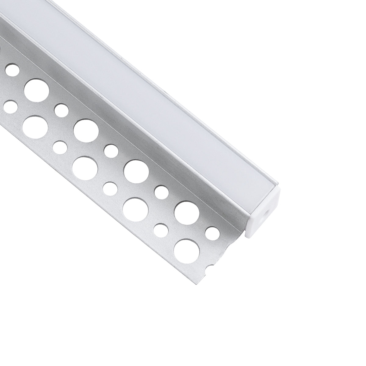 GLOBOSTAR® ALP-PLASTERIN GYPSO 70834-3M Χωνευτό Τερματικό Προφίλ Αλουμινίου Ειδικό για Γυψοσανίδα με Λευκό Γαλακτερό Πατητό Κάλυμμα για Ταινίες LED IP20 - Ασημί & Λευκό - Μ300 x Π3.3 x Υ1.5cm - Πακέτο 5 Τεμαχίων - ledmania.gr