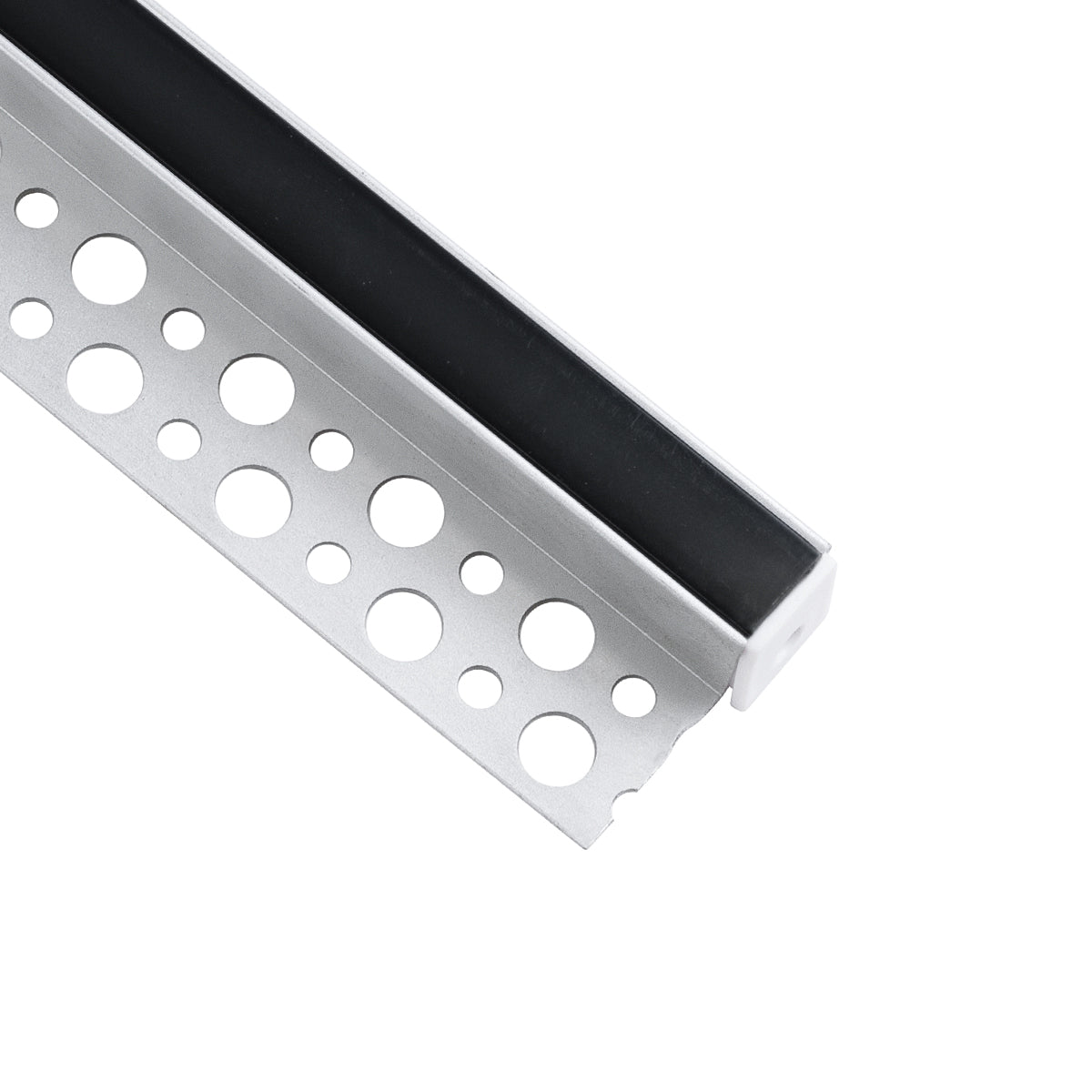 GLOBOSTAR® ALP-PLASTERIN GYPSO 70835-3M Χωνευτό Τερματικό Προφίλ Αλουμινίου Ειδικό για Γυψοσανίδα με Μαύρο Φιμέ Πατητό Κάλυμμα για Ταινίες LED IP20 - Ασημί & Μαύρο - Μ300 x Π3.1 x Υ1.3cm - Πακέτο 5 Τεμαχίων