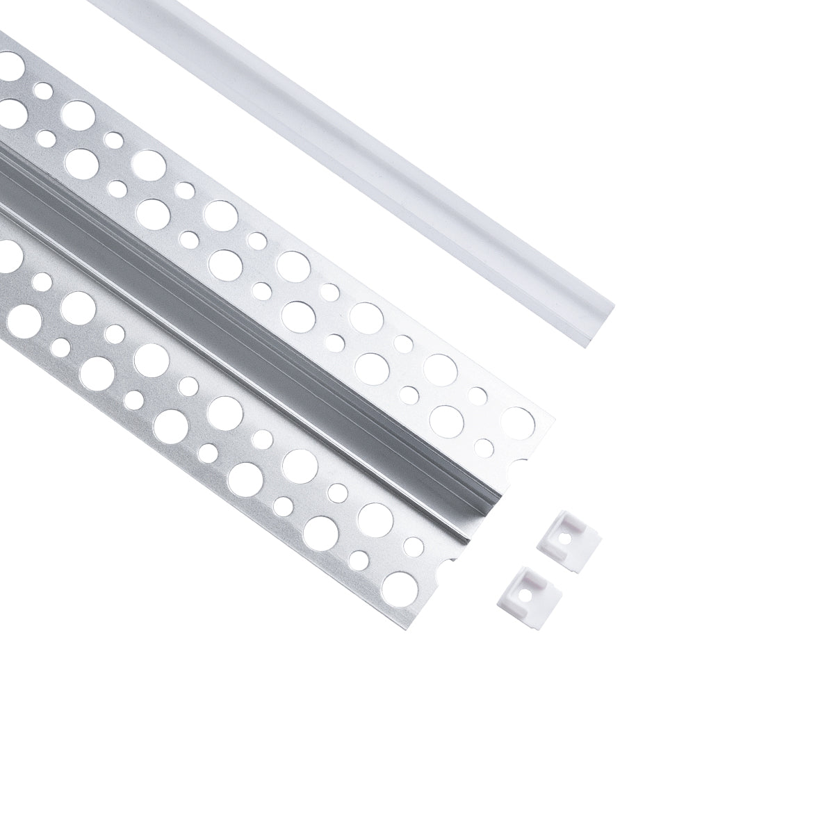 GLOBOSTAR® ALP-PLASTERIN GYPSO 70838-3M Χωνευτό Προφίλ Αλουμινίου Ειδικό για Γυψοσανίδα με Λευκό Γαλακτερό Πατητό Κάλυμμα για Ταινίες LED IP20 - Ασημί & Λευκό - Μ300 x Π5.6 x Υ1.3cm - Πακέτο 5 Τεμαχίων - ledmania.gr