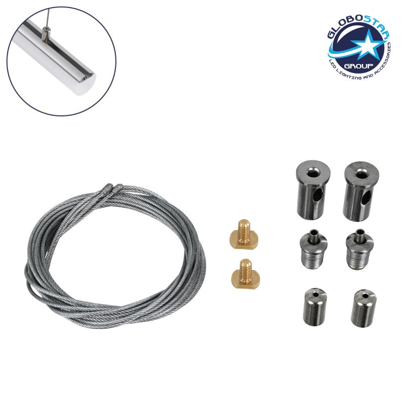 GLOBOSTAR® SUSPENSION 70897 Σύστημα Κρέμασης με 2 Ρυθμιζόμενες Ντίζες & Εξαρτήματα Ειδικό για Προφίλ Αλουμινίου - Μ1 x Π1 x Υ200cm - ledmania.gr