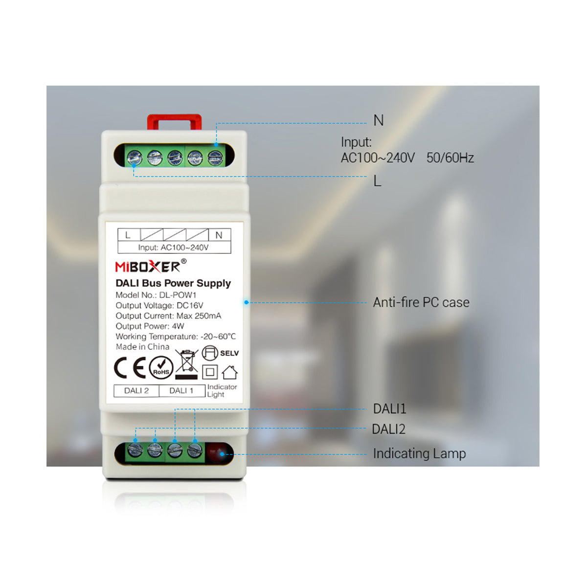 GLOBOSTAR® MiBOXER-DL-POW1 71420 DC DALI BUS Τροφοδοτικό/Μετασχηματιστής SELV Ράγας με 2 x 125mA 2W Κανάλια AC 220-240V σε DC 16V 250mA 4W Max IP20 - DALI BUS - Μ9 x Π3.4 x Υ6cm - 5 Χρόνια Εγγύηση - ledmania.gr