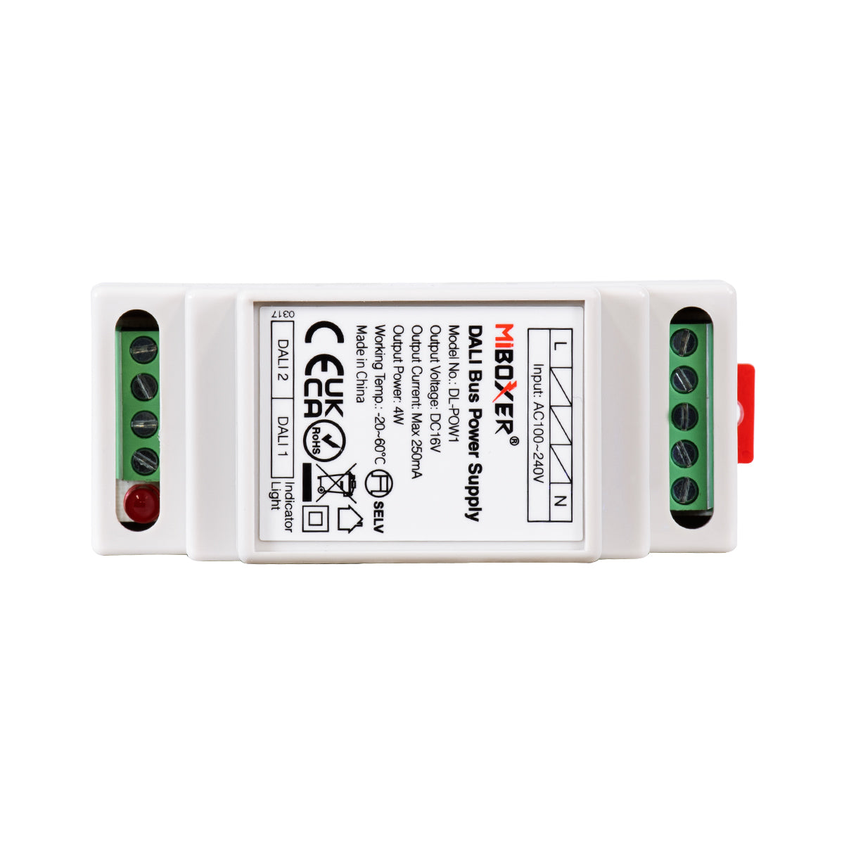 GLOBOSTAR® MiBOXER-DL-POW1 71420 DC DALI BUS Τροφοδοτικό/Μετασχηματιστής SELV Ράγας με 2 x 125mA 2W Κανάλια AC 220-240V σε DC 16V 250mA 4W Max IP20 - DALI BUS - Μ9 x Π3.4 x Υ6cm - 5 Χρόνια Εγγύηση - ledmania.gr