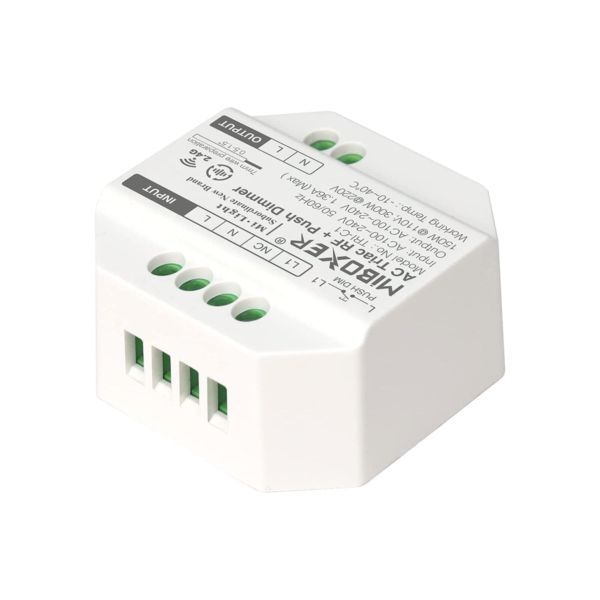 GloboStar® 71432 TRI-C1 Mi-BOXER AC Triac & RF 2.4Ghz & Push Dimmer 1 Καναλιού AC 100-240V 1 x 1.36A 300W - Max 1.36A 300W - IP20 Μ5 x Π5 x Υ2.3cm - 5 Years Warranty - ledmania.gr