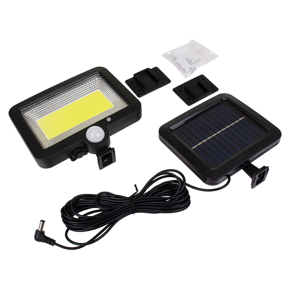 GLOBOSTAR® ZETA 71460 Προβολέας με Ανιχνευτή PIR / Αισθητήρα Κίνησης LED 20W 1000lm 120° DC 5V με Φωτοβολταϊκό Panel 5V 1W & Επαναφορτιζόμενη Μπαταρία Li-ion 3.2V 2400mAh Αδιάβροχο IP65 Ψυχρό Λευκό 6000K - Sanan COB Chip - Μαύρο - Μ15 x Π3.5 x Υ13cm - ...