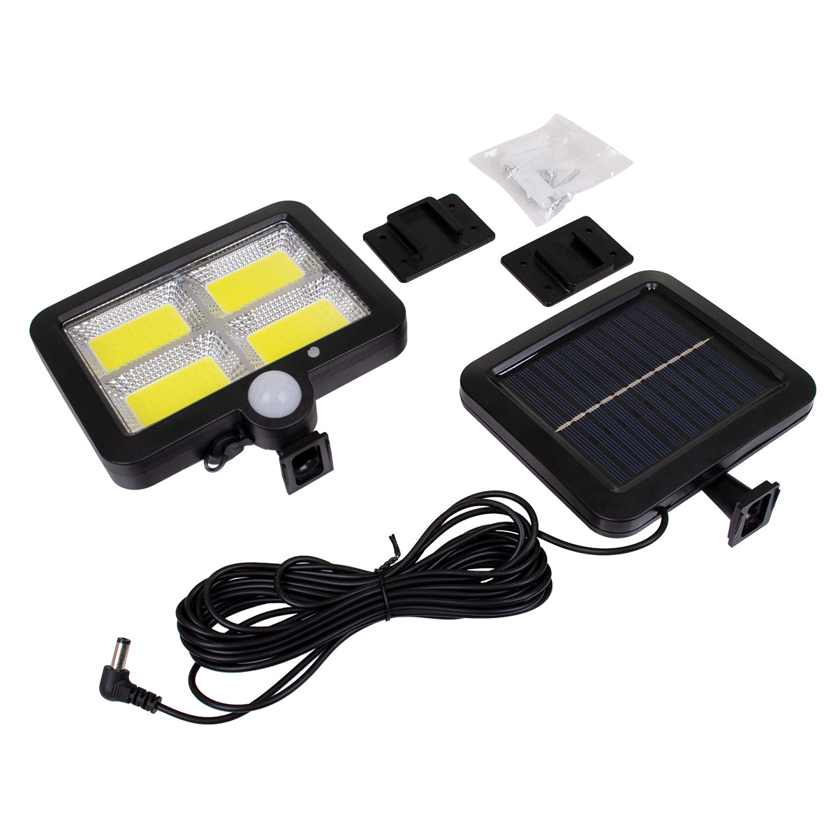 GLOBOSTAR® ZETA 71462 Προβολέας με Ανιχνευτή PIR / Αισθητήρα Κίνησης LED 20W 1000lm 120° DC 5V με Φωτοβολταϊκό Panel 5V 1W & Επαναφορτιζόμενη Μπαταρία Li-ion 3.2V 2400mAh Αδιάβροχο IP65 Ψυχρό Λευκό 6000K - Sanan COB Chip - Μαύρο - Μ15 x Π3.5 x Υ13cm - ...