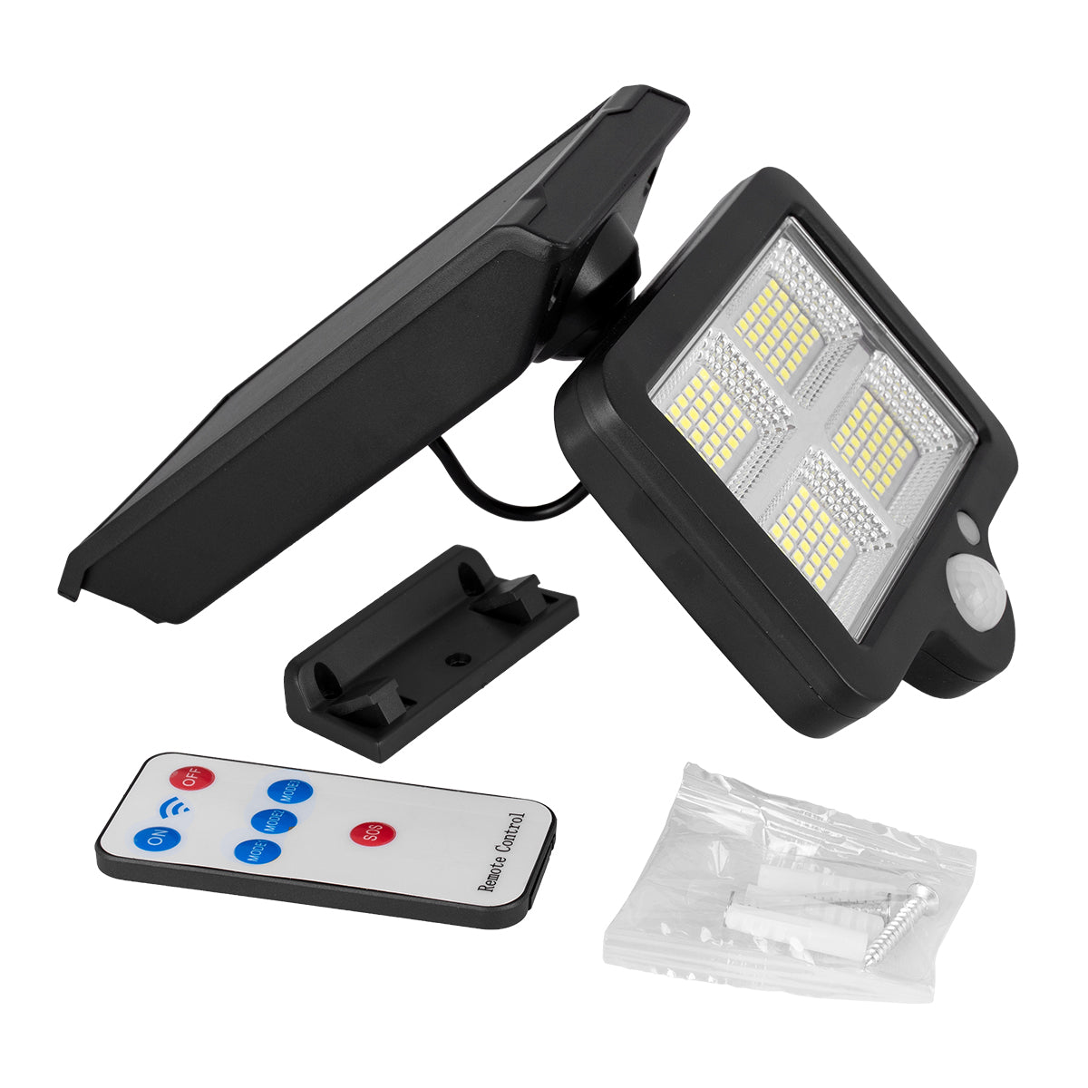 GLOBOSTAR® ORVION 71483 Προβολέας με IR Ασύρματο Χειριστήριο LED 20W 1000lm 120° DC 5V με Φωτοβολταϊκό Panel 5V 1W & Επαναφορτιζόμενη Μπαταρία Li-ion 3.2V 2400mAh Αδιάβροχο IP65 Ψυχρό Λευκό 6000K Dimmable - Sanan SMD Chip - Μαύρο - Μ12.5 x Π3.5 x Υ10cm...