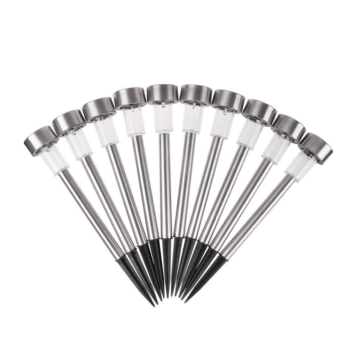 GloboStar® 71521-10 ΣΕΤ 10 Τεμαχίων Αυτόνομα Ηλιακά Φωτιστικά LED SMD 1W 40lm με Ενσωματωμένη Μπαταρία 600mAh - Φωτοβολταϊκό Πάνελ με Αισθητήρα Ημέρας-Νύχτας Αδιάβροχο IP65 Φανάρι Κήπου Στρογγυλό Θερμό Λευκό 2700K
