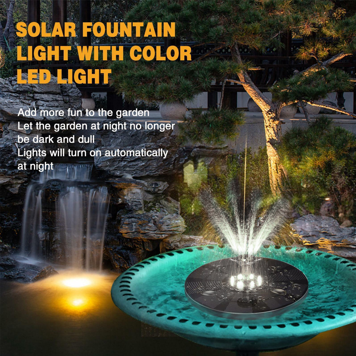 GLOBOSTAR® FOUNTAIN 71532 Διακοσμητικό Συντριβάνι LED 3W 150lm 120° DC 5V με Φωτοβολταϊκό Panel 5V 0.2W & Επαναφορτιζόμενη Μπαταρία Li-ion 3.2V 1500mAh Αδιάβροχο IP68 Ψυχρό Λευκό 6000K - Sanan Diode Chip - Μαύρο - 4 Μπέκ Ψεκασμού - Μ18 x Π18 x Υ8cm - 1...