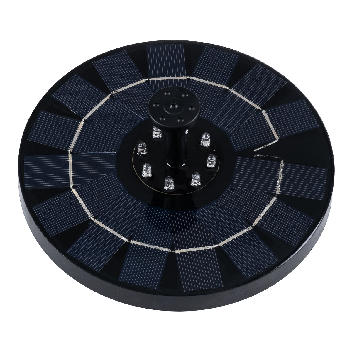 GLOBOSTAR® FOUNTAIN 71532 Διακοσμητικό Συντριβάνι LED 3W 150lm 120° DC 5V με Φωτοβολταϊκό Panel 5V 0.2W & Επαναφορτιζόμενη Μπαταρία Li-ion 3.2V 1500mAh Αδιάβροχο IP68 Ψυχρό Λευκό 6000K - Sanan Diode Chip - Μαύρο - 4 Μπέκ Ψεκασμού - Μ18 x Π18 x Υ8cm - 1...