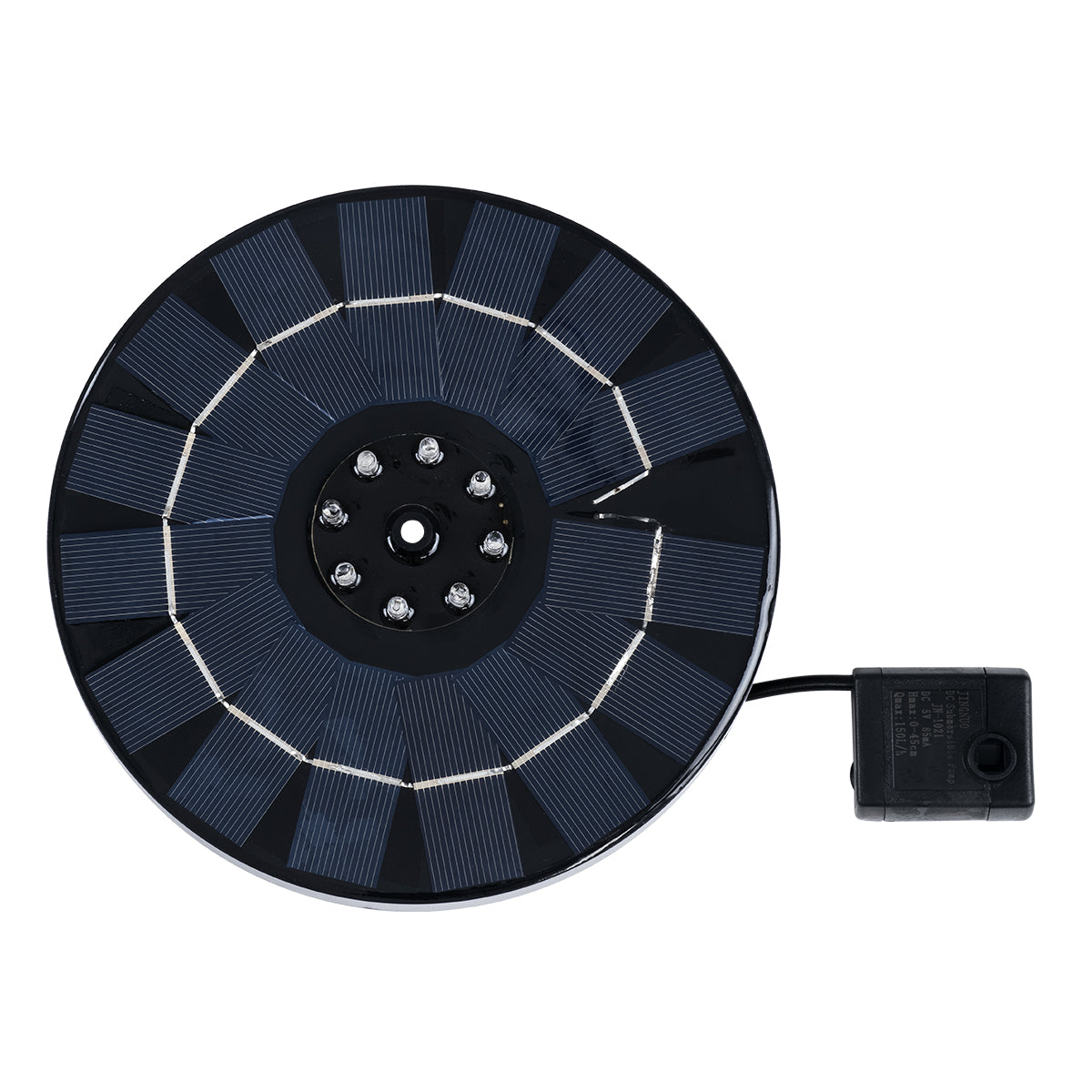 GLOBOSTAR® FOUNTAIN 71532 Διακοσμητικό Συντριβάνι LED 3W 150lm 120° DC 5V με Φωτοβολταϊκό Panel 5V 0.2W & Επαναφορτιζόμενη Μπαταρία Li-ion 3.2V 1500mAh Αδιάβροχο IP68 Ψυχρό Λευκό 6000K - Sanan Diode Chip - Μαύρο - 4 Μπέκ Ψεκασμού - Μ18 x Π18 x Υ8cm - 1...