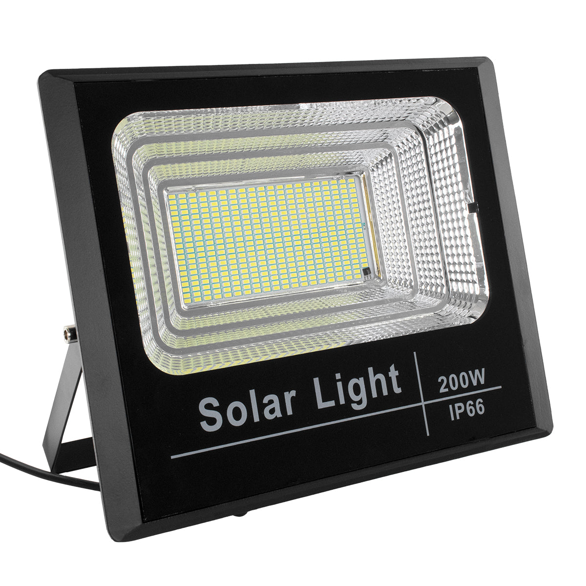 GLOBOSTAR® HERMES 71558 Προβολέας με IR Ασύρματο Χειριστήριο LED 200W 10000lm 120° DC 5V με Φωτοβολταϊκό Panel 5V 20W & Επαναφορτιζόμενη Μπαταρία Li-ion 3.2V 20000mAh Αδιάβροχο IP66 Ψυχρό Λευκό 6000K Dimmable - Sanan SMD Chip - Μαύρο - Μ35 x Π29 x Υ7.5...