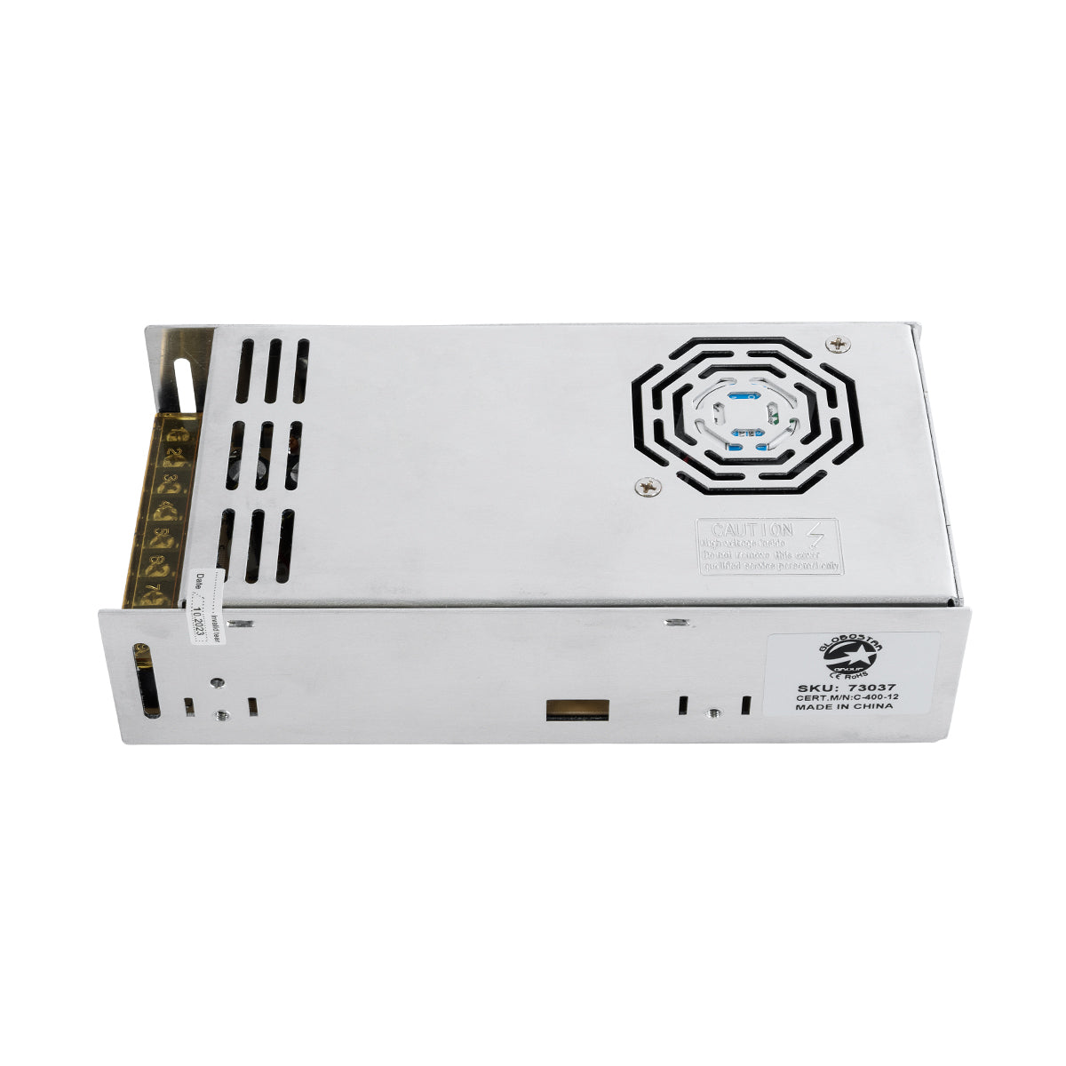 GloboStar® 73037 Μεταλλικό Τροφοδοτικό PELV για Προϊόντα LED 400W 33.3A - AC 220-240V σε DC 12V - IP20 - Μ20 x Π10 x Υ5cm - 3 Χρόνια Εγγύηση - ledmania.gr