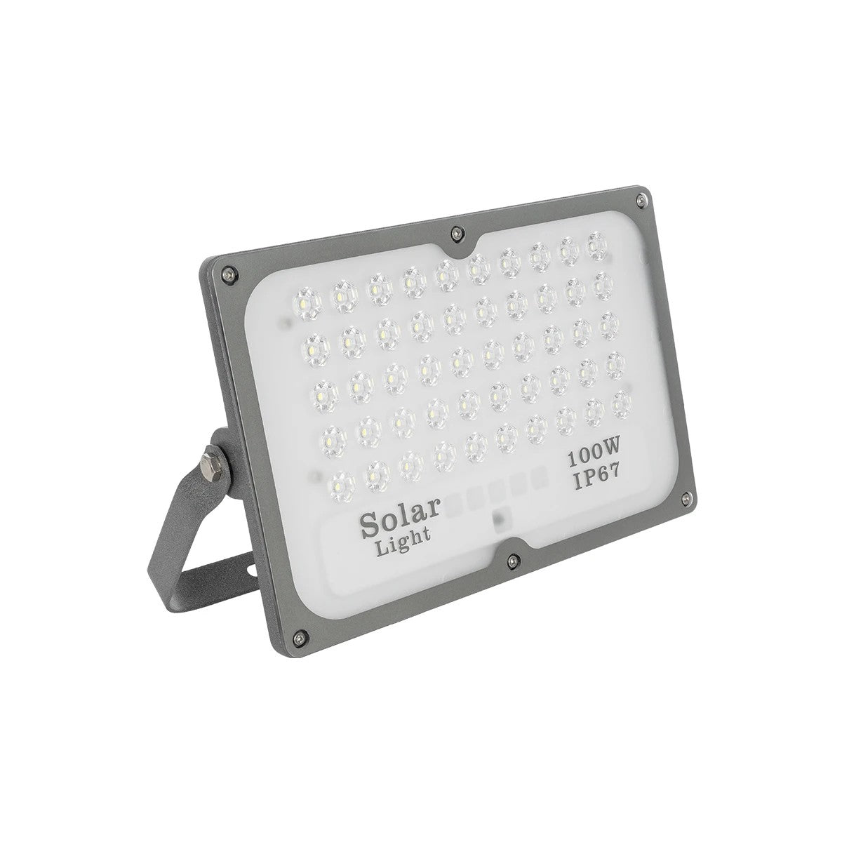GLOBOSTAR® LUMOVOX 73067 Προβολέας LED 100W 5000lm 120° DC 5V με Φωτοβολταϊκό Panel 5V 8W & Επαναφορτιζόμενη Μπαταρία Li-ion 3.2V 5000mAh Αδιάβροχο IP65 Ψυχρό Λευκό 6000K - 120 x SMD2835 Sanan Chip - Γκρι Ανθρακί - Μ24.5 x Π0 x Υ15.8cm - 2 Χρόνια Εγγύηση - ledmania.gr
