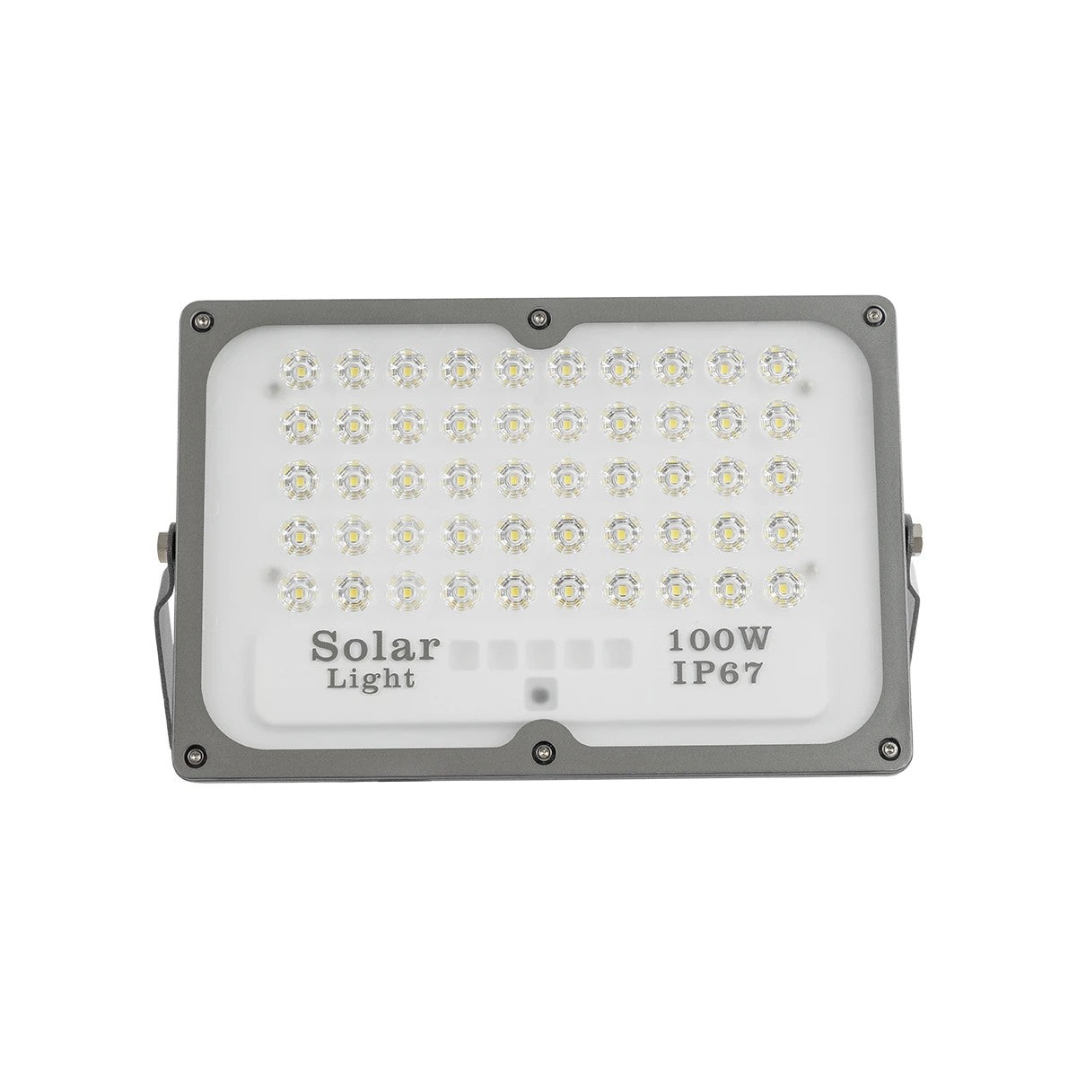 GLOBOSTAR® LUMOVOX 73067 Προβολέας LED 100W 5000lm 120° DC 5V με Φωτοβολταϊκό Panel 5V 8W & Επαναφορτιζόμενη Μπαταρία Li-ion 3.2V 5000mAh Αδιάβροχο IP65 Ψυχρό Λευκό 6000K - 120 x SMD2835 Sanan Chip - Γκρι Ανθρακί - Μ24.5 x Π0 x Υ15.8cm - 2 Χρόνια Εγγύηση - ledmania.gr