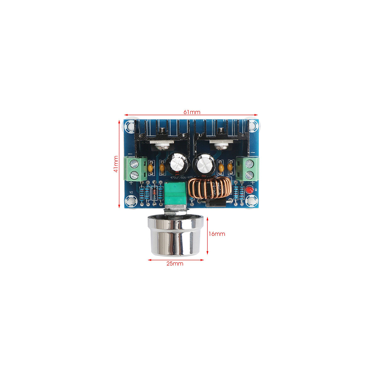 GloboStar® 73114 Ρυθμιστής Τάσης - Voltage Regulator DC Converter Module - Input DC4-40V / Output DC1.25-36V Max Load 8A Μ6 x Π4.5 x Υ2.5cm - ledmania.gr