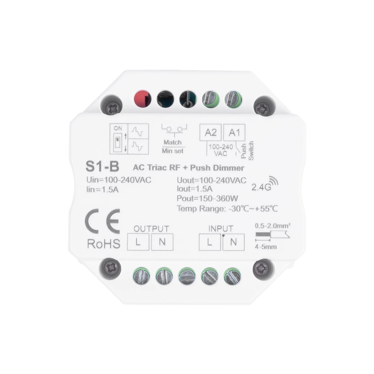 GloboStar® 73124 S1-B+R11 SKYDANCE ΣΕΤ Dimmer & Ασύρματο Χειριστήριο Αφής 1 Group RF 2.4Ghz 1.5A Max AC100-240V (360W) - DC 3V IP20 - 5 Χρόνια Εγγύηση - ledmania.gr