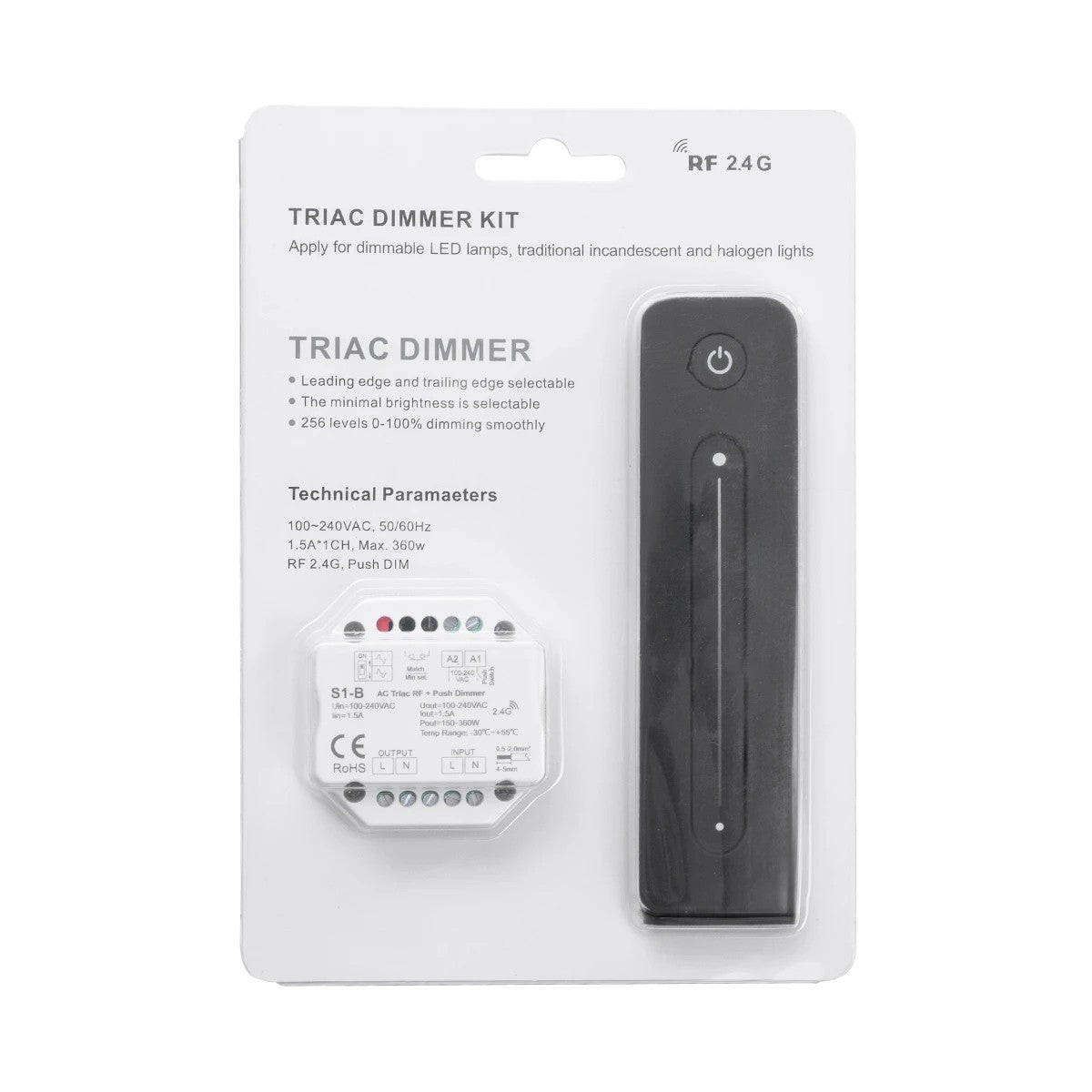 GloboStar® 73124 S1-B+R11 SKYDANCE ΣΕΤ Dimmer & Ασύρματο Χειριστήριο Αφής 1 Group RF 2.4Ghz 1.5A Max AC100-240V (360W) - DC 3V IP20 - 5 Χρόνια Εγγύηση - ledmania.gr