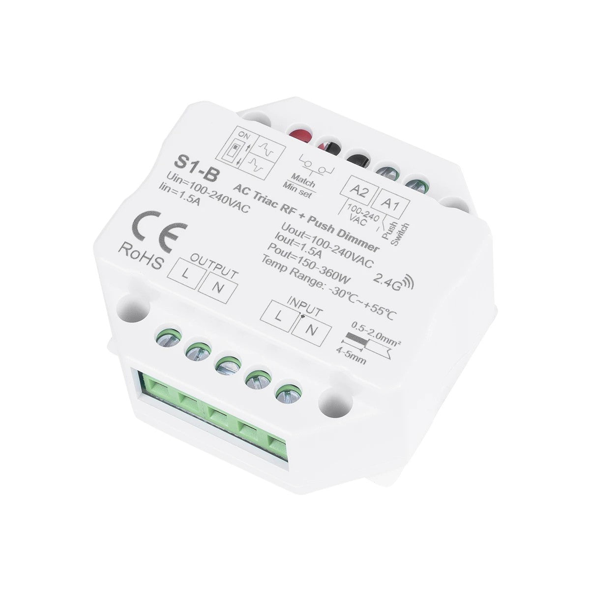 GloboStar® 73125 S1-B+R1 SKYDANCE ΣΕΤ Dimmer & Ασύρματο Χειριστήριο Αφής 1 Group RF 2.4Ghz 1.5A Max AC100-240V (360W) - DC 3V IP20 - 5 Χρόνια Εγγύηση - ledmania.gr