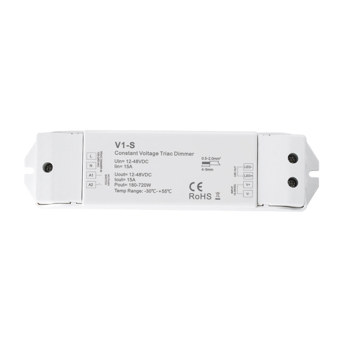 GLOBOSTAR® SKYDANCE-V1-S 73135 DC Triac & Push Dimmer CV Τροφοδοτικό/Μετασχηματιστής SELV με 1 x 15A 720W Κανάλι AC 220-240V σε DC 12-48V 15A 720W Max IP20 - Triac & Push Dimming - Μ17.5 x Π4.5 x Υ2.5cm - 5 Χρόνια Εγγύηση