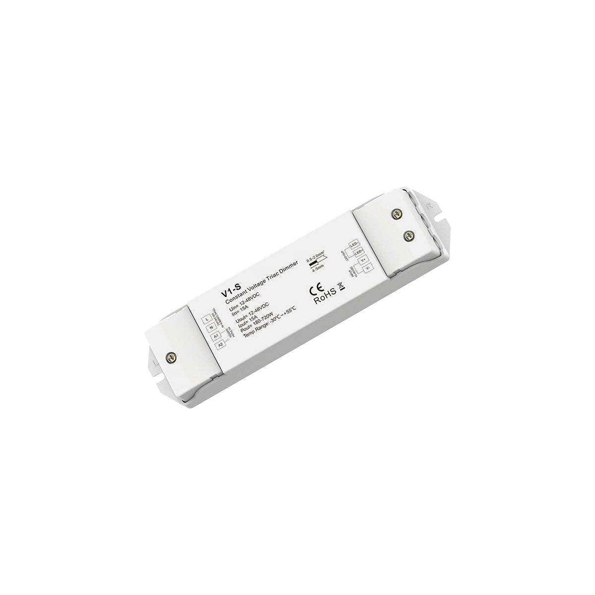 GLOBOSTAR® SKYDANCE-V1-S 73135 DC Triac & Push Dimmer CV Τροφοδοτικό/Μετασχηματιστής SELV με 1 x 15A 720W Κανάλι AC 220-240V σε DC 12-48V 15A 720W Max IP20 - Triac & Push Dimming - Μ17.5 x Π4.5 x Υ2.5cm - 5 Χρόνια Εγγύηση