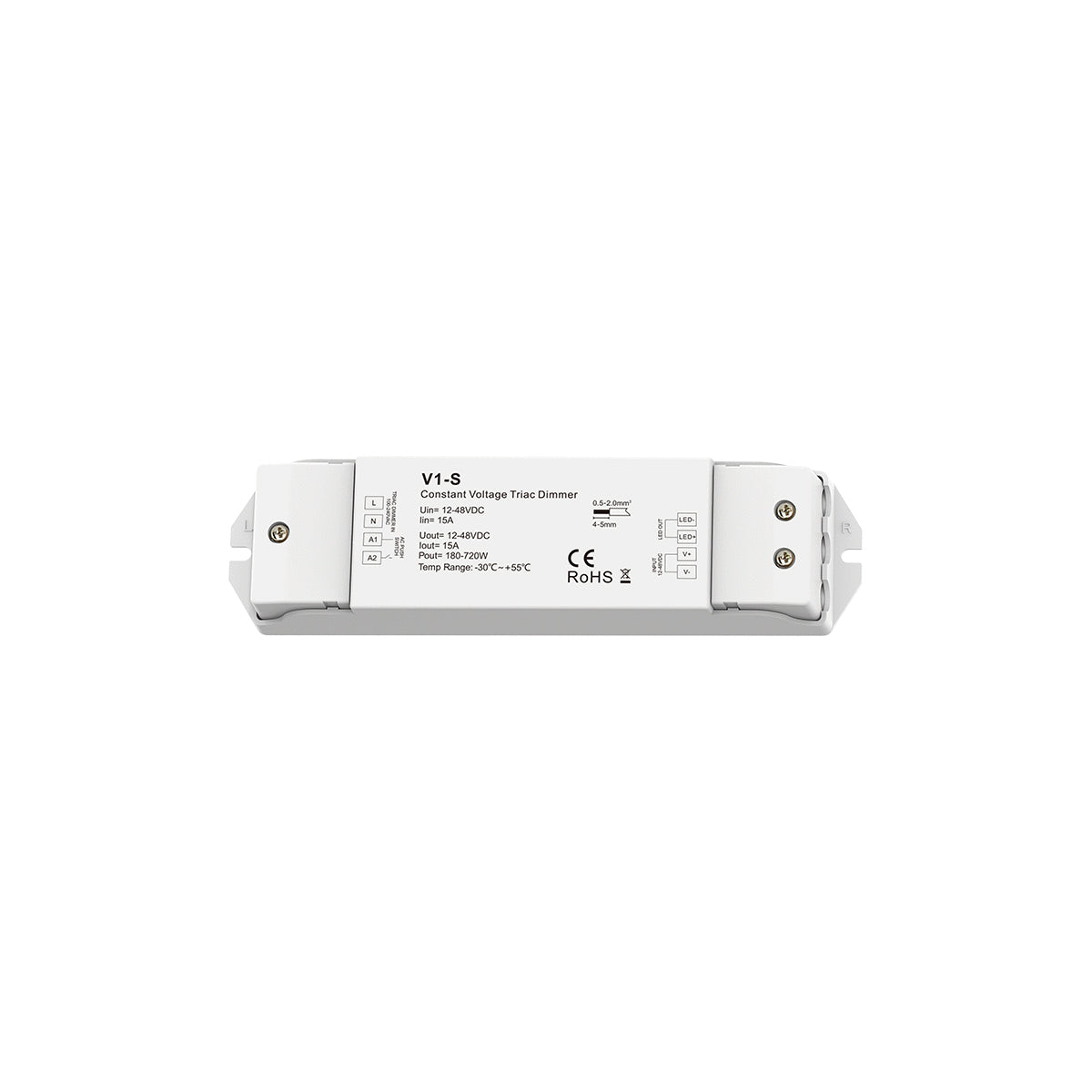 GLOBOSTAR® SKYDANCE-V1-S 73135 DC Triac & Push Dimmer CV Τροφοδοτικό/Μετασχηματιστής SELV με 1 x 15A 720W Κανάλι AC 220-240V σε DC 12-48V 15A 720W Max IP20 - Triac & Push Dimming - Μ17.5 x Π4.5 x Υ2.5cm - 5 Χρόνια Εγγύηση