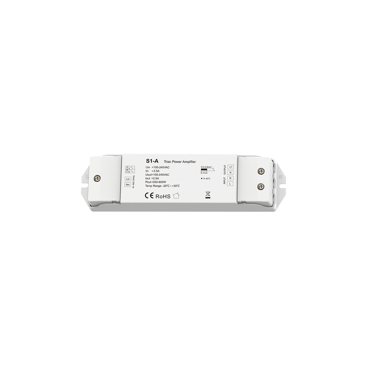 GloboStar® 73128 S1-A SKYDANCE AC Triac Amplifier 1 Κανάλι AC 100-240V 1 x 2.5A 600W - Max 2.5A 600W - IP20  Μ17.5 x Π4.5 x Υ2.5cm - 5 Χρόνια Εγγύηση - ledmania.gr